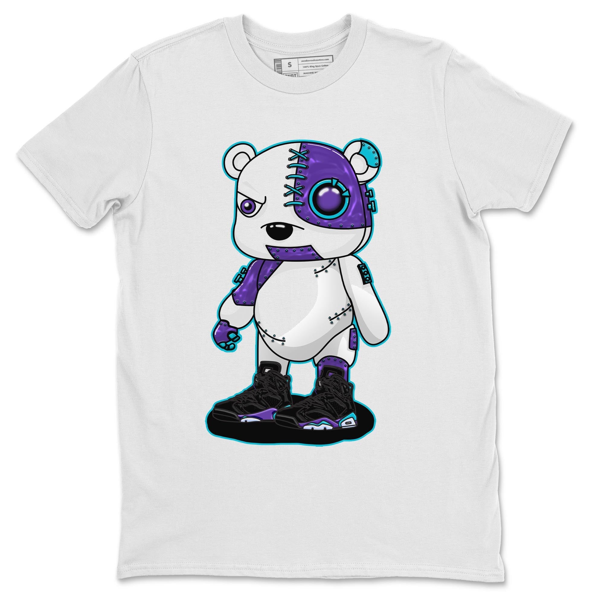 AJ6 Aqua shirt to match jordans Cyborg Bear sneaker release tees Air Jordan 6 Aqua Drip Gear Zone Unisex Streetwear Clothing White 2 T-Shirt