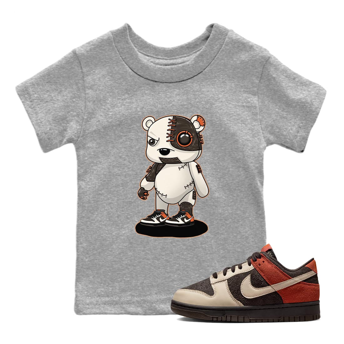 Nike Low Dunk Red Panda shirt to match jordans Cyborg Bear sneaker tees Nike Dunk Red Panda Drip Gear Zone Baby Toddler Heather Grey 1 T-Shirt
