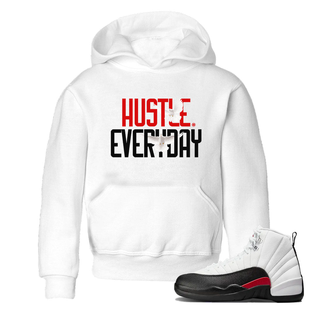 Air Jordan 12 Retro Taxi Flip shirts to match jordans Daily Hustle sneaker match tees 12s Red Taxi Drip Gear Zone baby toddler White 1 cotton Shirt