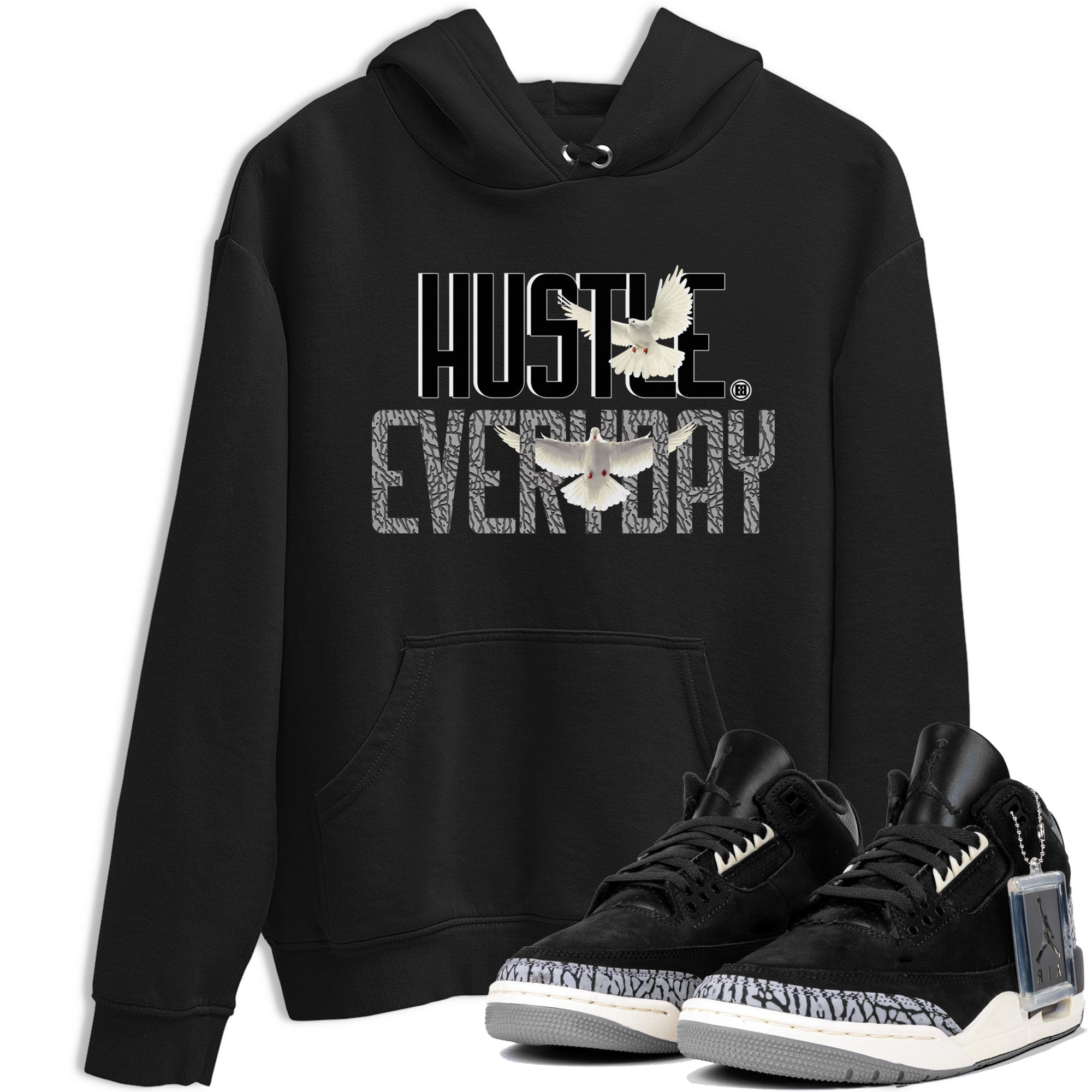Air Jordan 3 Off Noir shirt to match jordans Daily Hustle sneaker tees Air Jordan 3 Retro Off Noir Drip Gear Zone Unisex Black 1 T-Shirt