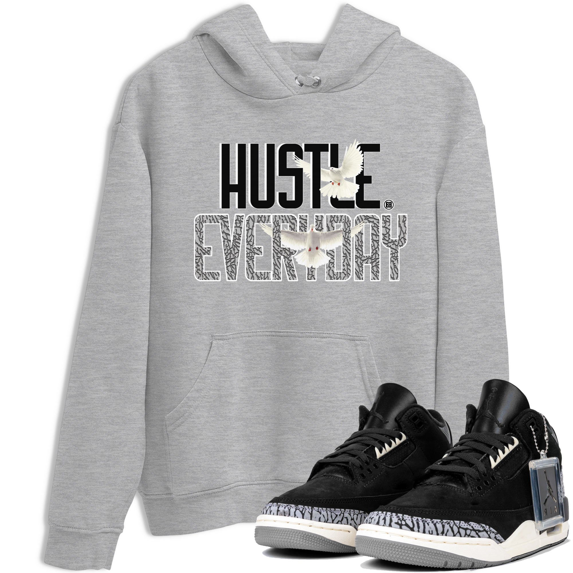 Air Jordan 3 Off Noir shirt to match jordans Daily Hustle sneaker tees Air Jordan 3 Retro Off Noir Drip Gear Zone Unisex Heather Grey 1 T-Shirt