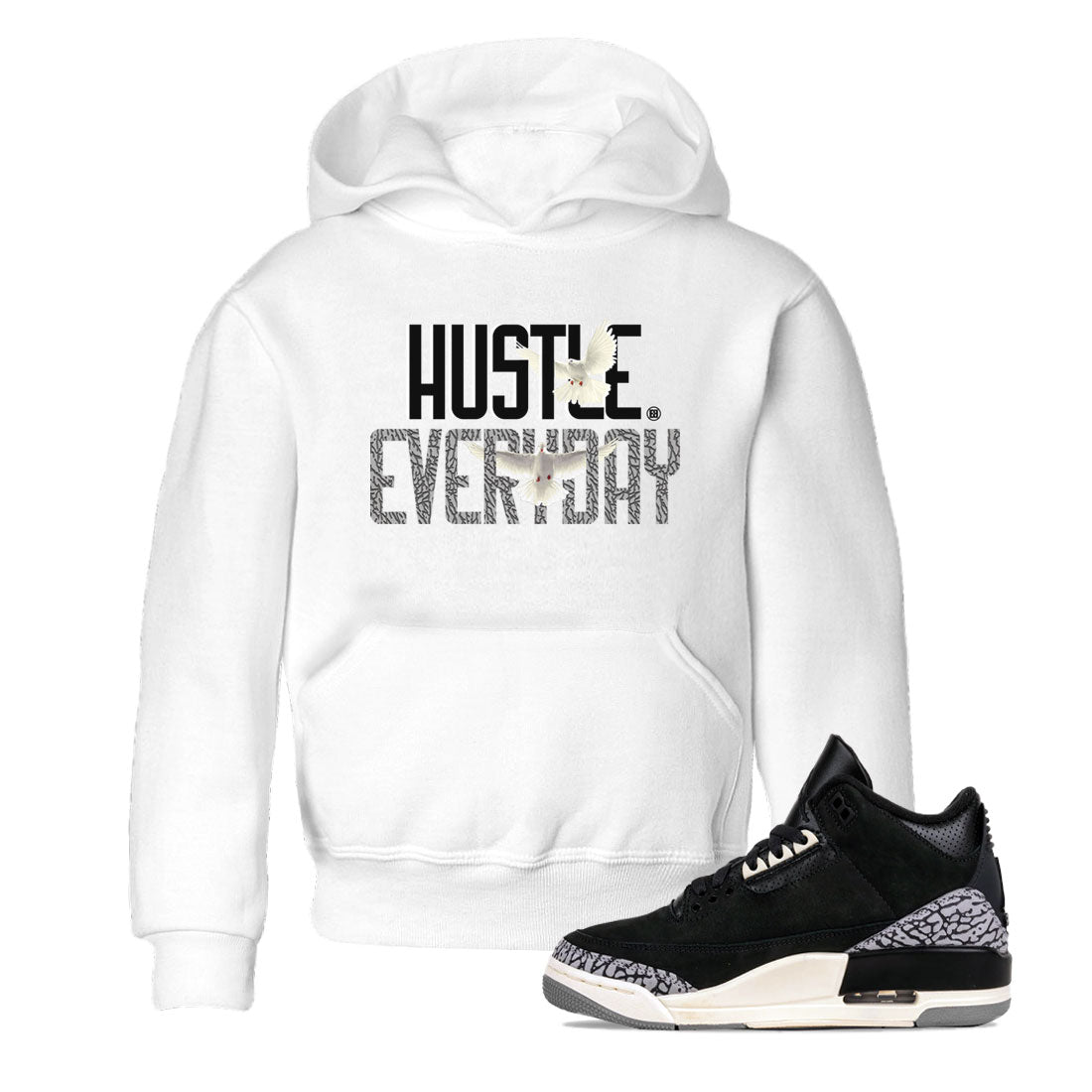 Air Jordan 3 Off Noir shirt to match jordans Daily Hustle sneaker tees Air Jordan 3 Retro Off Noir Drip Gear Zone Baby Toddler White 1 T-Shirt