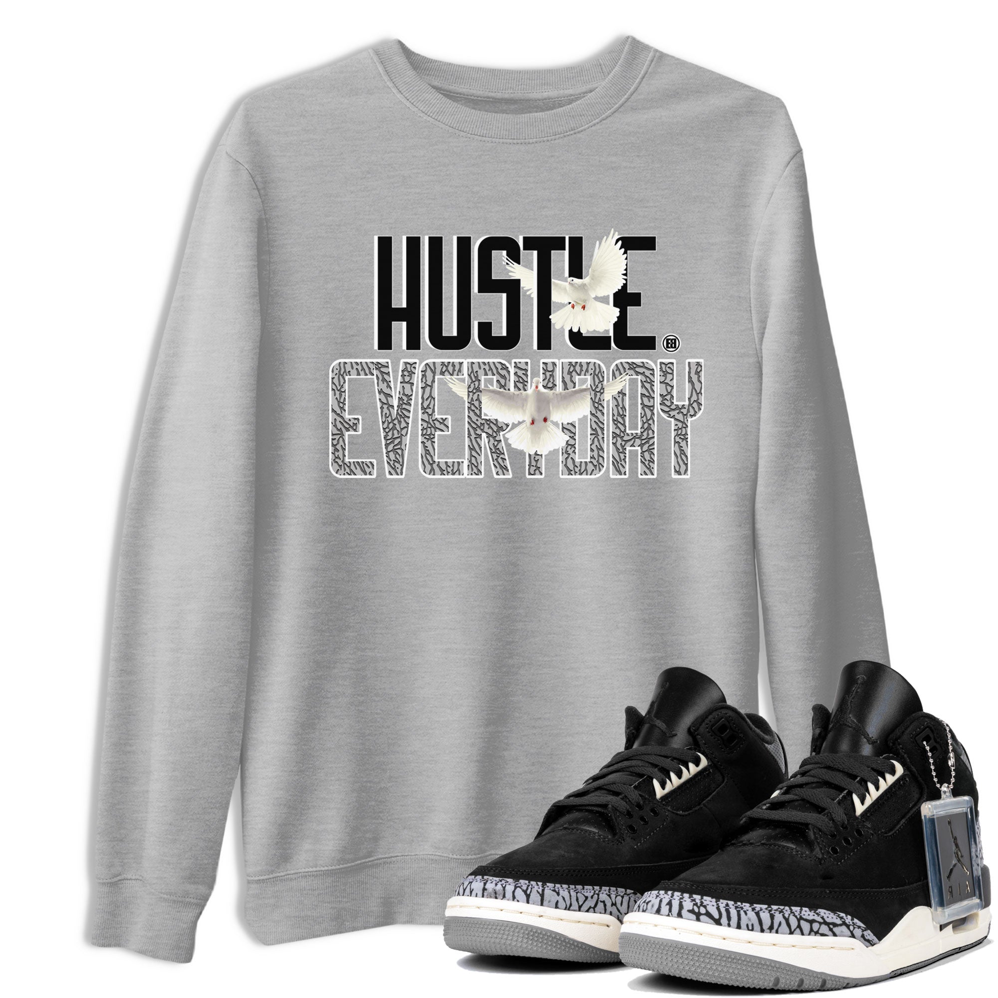 Air Jordan 3 Off Noir shirt to match jordans Daily Hustle sneaker tees Air Jordan 3 Retro Off Noir Drip Gear Zone Unisex Heather Grey 1 T-Shirt