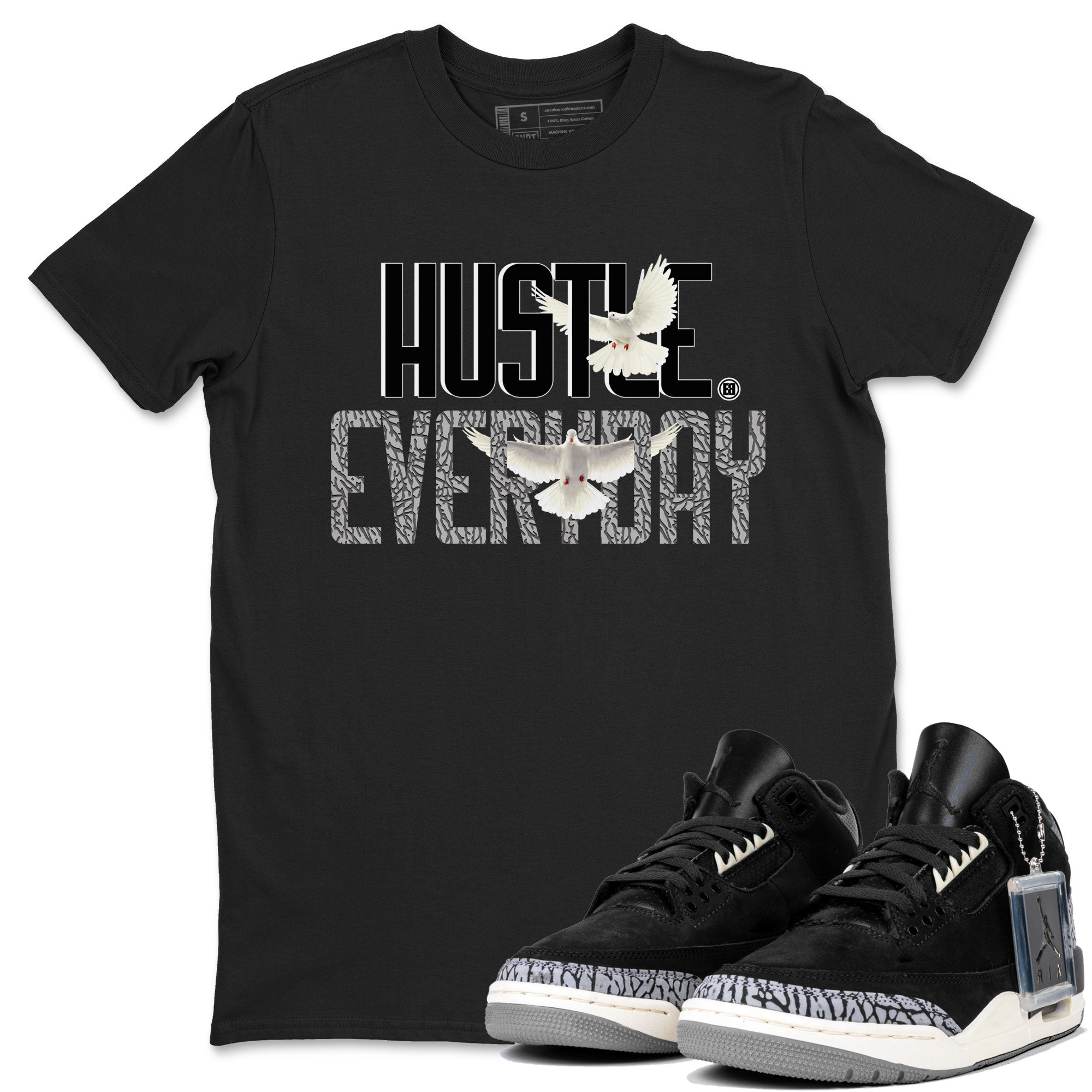 Air Jordan 3 Off Noir shirt to match jordans Daily Hustle sneaker tees Air Jordan 3 Retro Off Noir Drip Gear Zone Unisex Black 1 T-Shirt