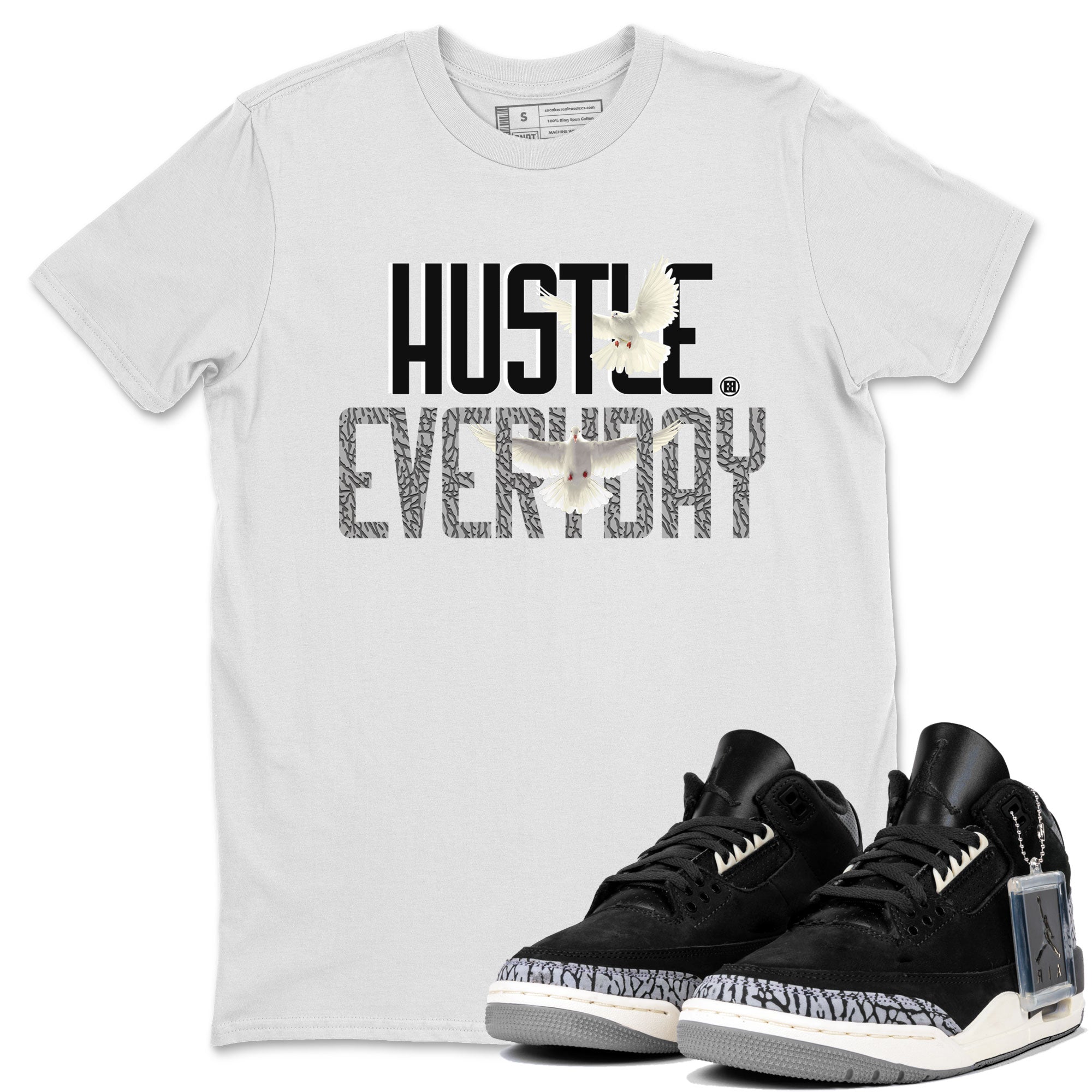 Air Jordan 3 Off Noir shirt to match jordans Daily Hustle sneaker tees Air Jordan 3 Retro Off Noir Drip Gear Zone Unisex White 1 T-Shirt