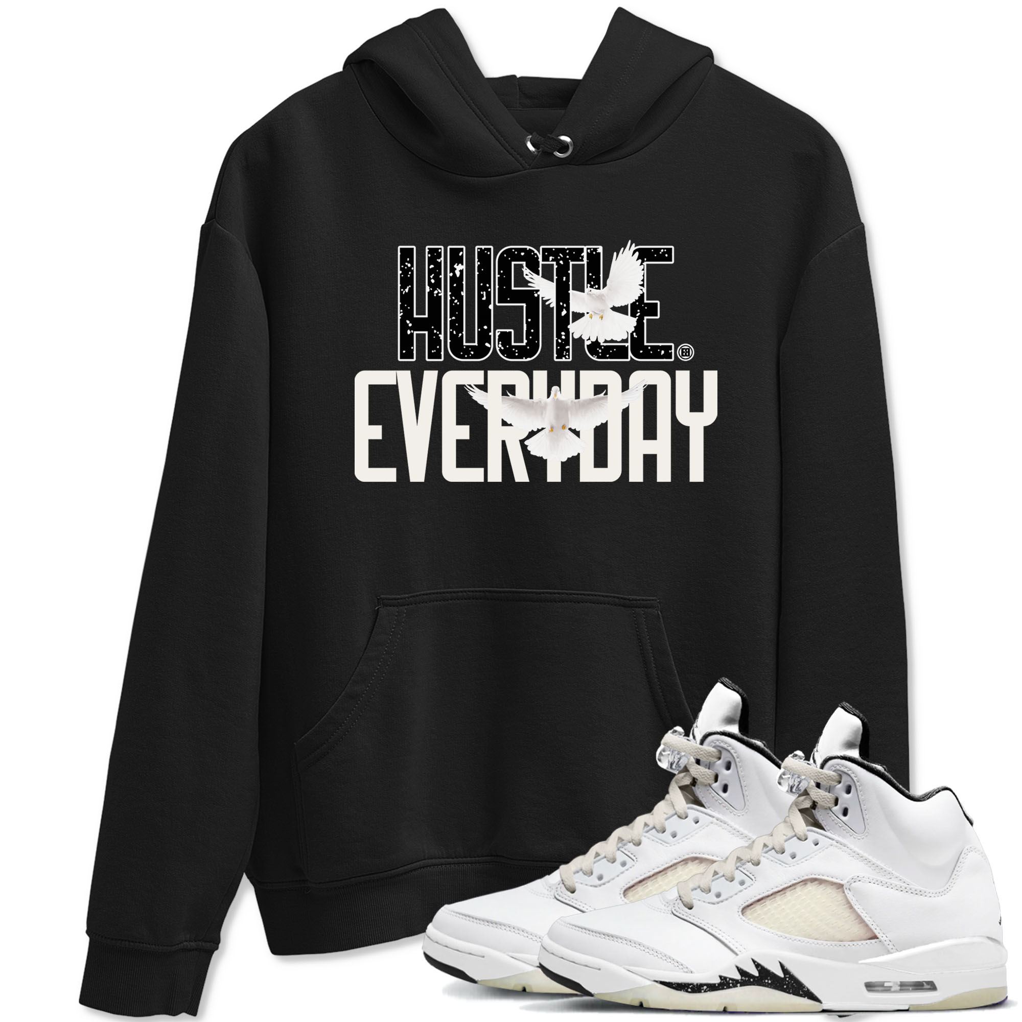 AJ5 Sail shirt to match jordans Daily Hustle sneaker tees Air Jordan 5 Sail Drip Gear Zone unisex cotton Black 1 crew neck shirt