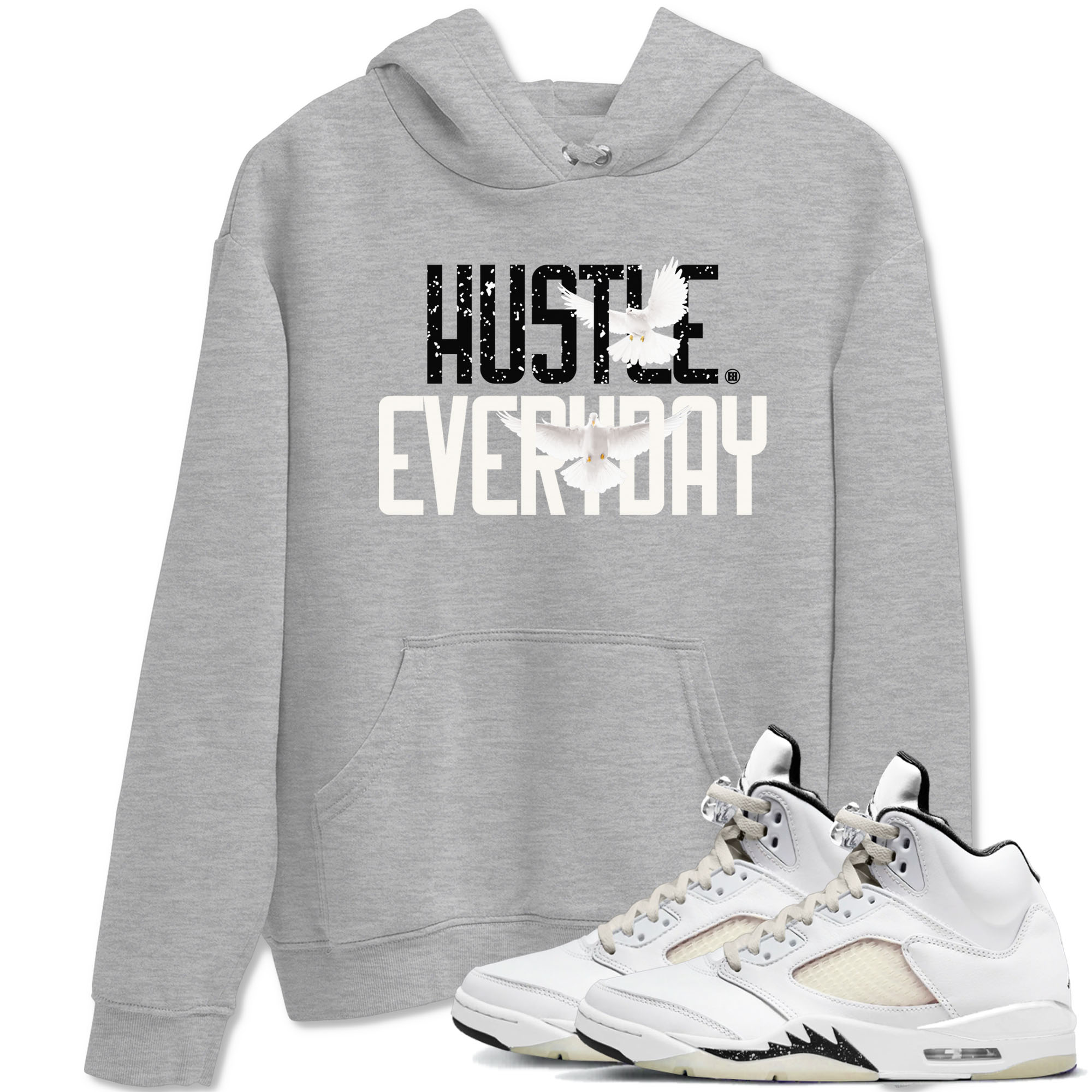 AJ5 Sail shirt to match jordans Daily Hustle sneaker tees Air Jordan 5 Sail Drip Gear Zone unisex cotton Heather Grey 1 crew neck shirt