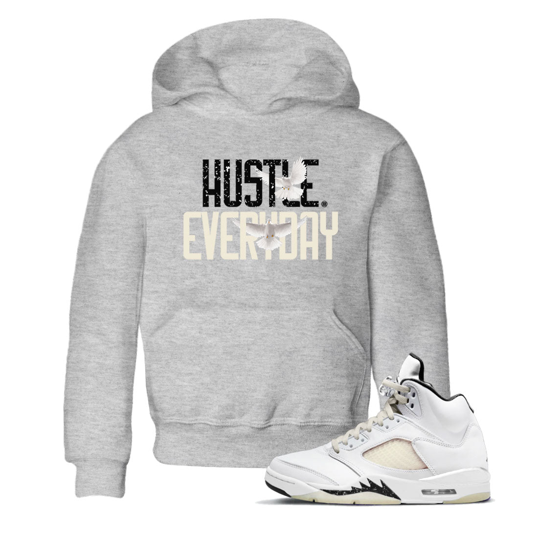 AJ5 Sail shirt to match jordans Daily Hustle sneaker tees Air Jordan 5 Sail Drip Gear Zone baby toddler Heather Grey 1 cotton Shirt