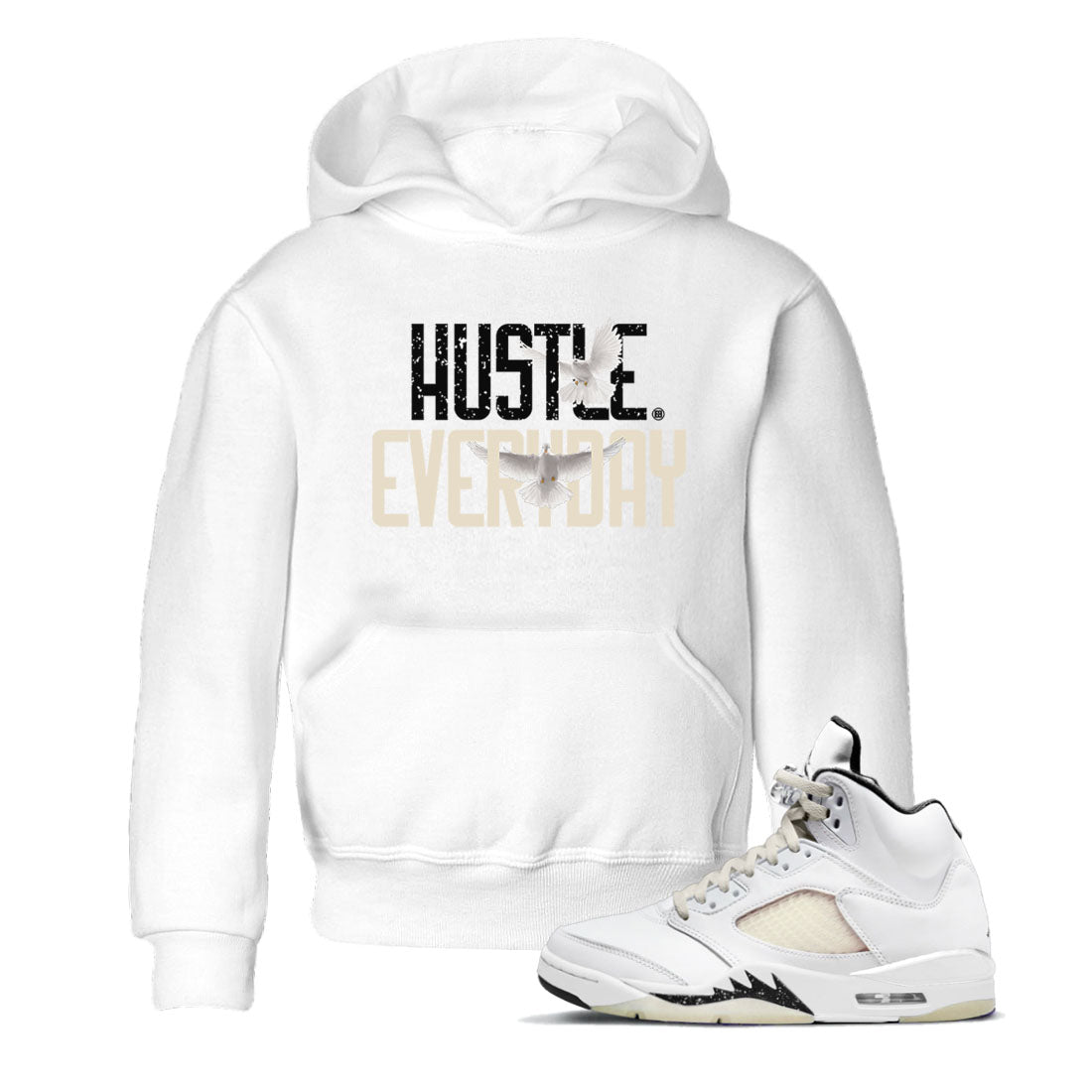 AJ5 Sail shirt to match jordans Daily Hustle sneaker tees Air Jordan 5 Sail Drip Gear Zone baby toddler White 1 cotton Shirt