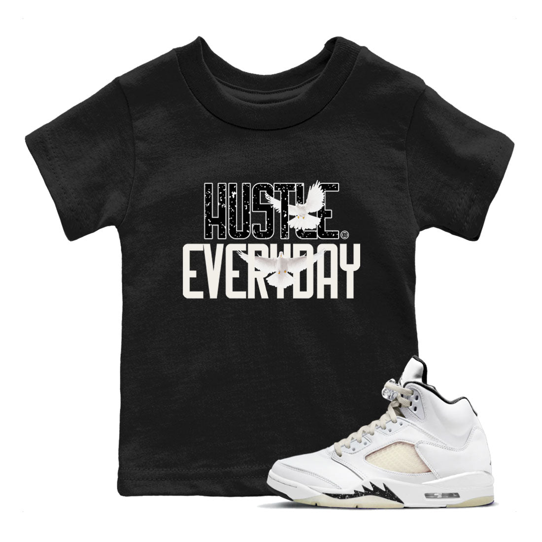 AJ5 Sail shirt to match jordans Daily Hustle sneaker tees Air Jordan 5 Sail Drip Gear Zone baby toddler Black 1 cotton Shirt