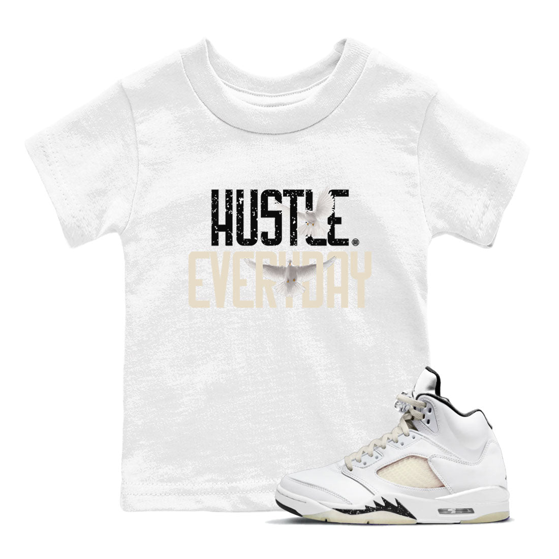 AJ5 Sail shirt to match jordans Daily Hustle sneaker tees Air Jordan 5 Sail Drip Gear Zone baby toddler White 1 cotton Shirt