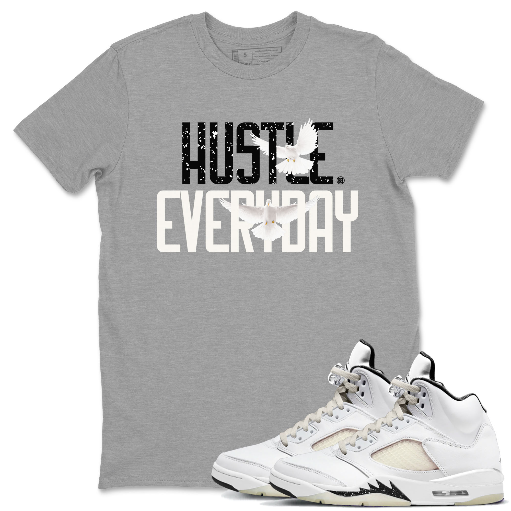 AJ5 Sail shirt to match jordans Daily Hustle sneaker tees Air Jordan 5 Sail Drip Gear Zone unisex cotton Heather Grey 1 crew neck shirt