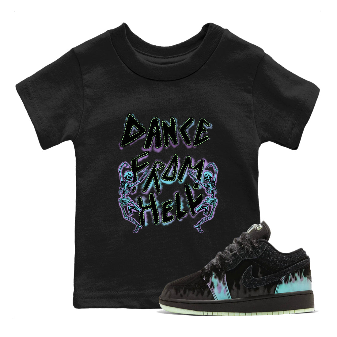 1s Fortune Fly shirts to match jordans Dance From Hell sneaker match tees Air Jordan 1 Fortune Fly match shoes to clothes Drip Gear Zone Youth Baby Black 1 tee