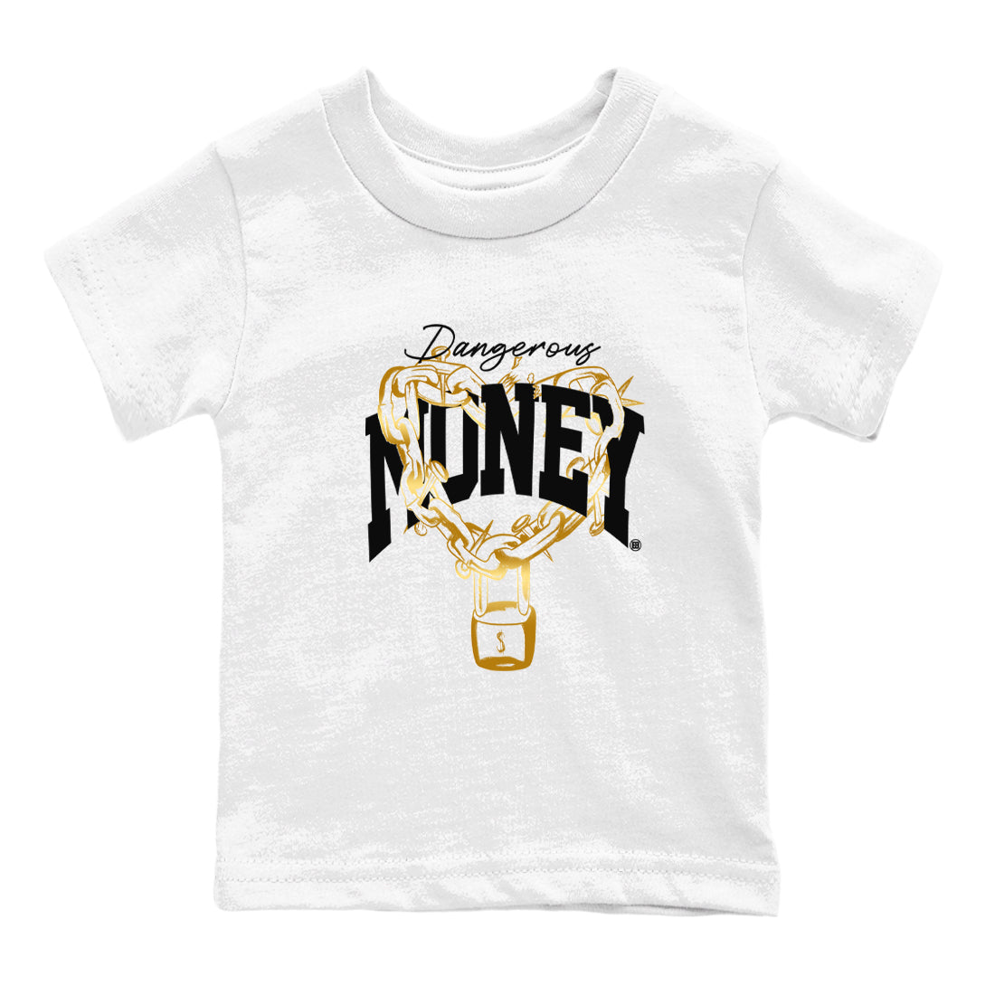 Air Jordan 1 High OG Black Metallic Gold shirts to match jordans Dangerous Money sneaker match tees Jordan 1 Black Metallic Gold Drip Gear Zone streetwear brand Baby and Youth White 2 cotton tee