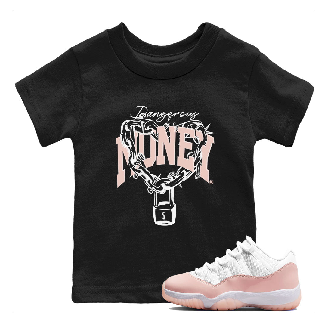 11s Legend Pink shirt to match jordans Dangerous Money sneaker tees Air Jordan 11 Legend Pink Drip Gear Zone baby toddler Black 1 cotton Shirt