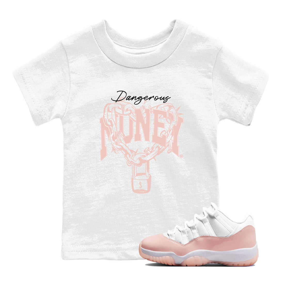 11s Legend Pink shirt to match jordans Dangerous Money sneaker tees Air Jordan 11 Legend Pink Drip Gear Zone baby toddler White 1 cotton Shirt