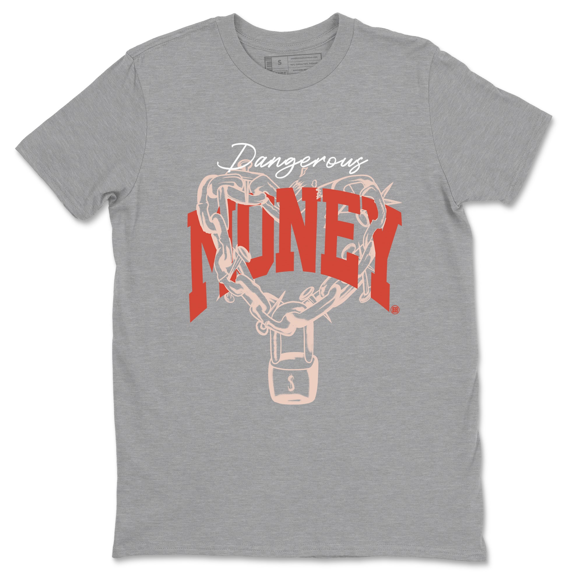 13s Dune Red shirts to match jordans Dangerous Money sneaker match tees Air Jordan 13 Dune Red Drip Gear Zone streetwear brand Heather Grey 2 unisex cotton tee