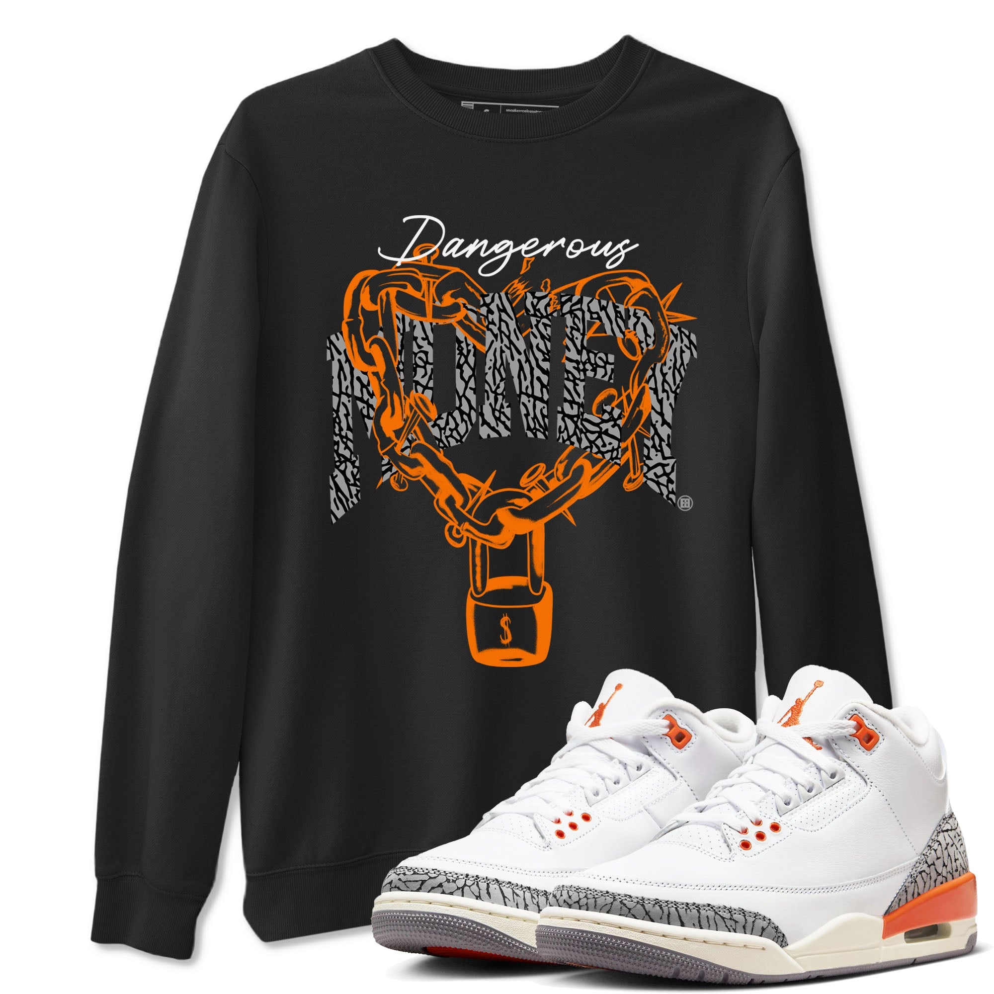 3s Georgia Peach shirt to match jordans Dangerous Money sneaker tees Air Jordan 3 Retro Georgia Peach Drip Gear Zone unisex cotton Black 1 crew neck shirt