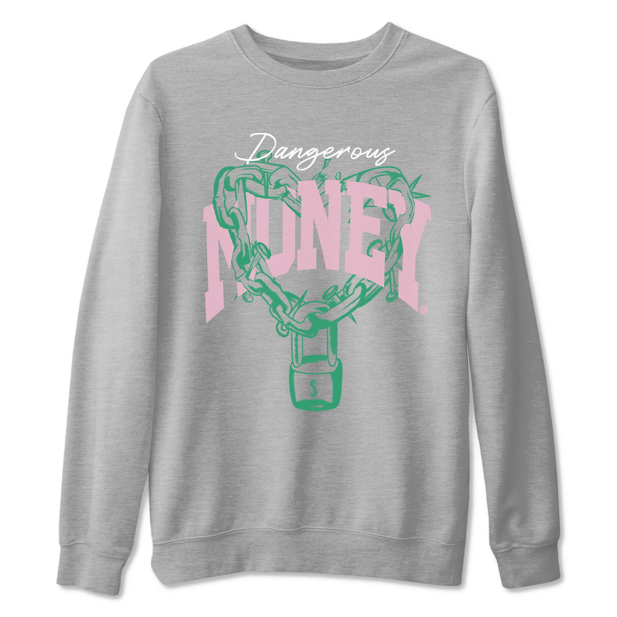 Dunk Low Medium Soft Pink Malachite shirt to match jordans Dangerous Money sneaker tees Dunks Medium Soft Pink Malachite Streetwear Brand Drip Gear Zone unisex cotton Heather Grey 2 crew neck shirt