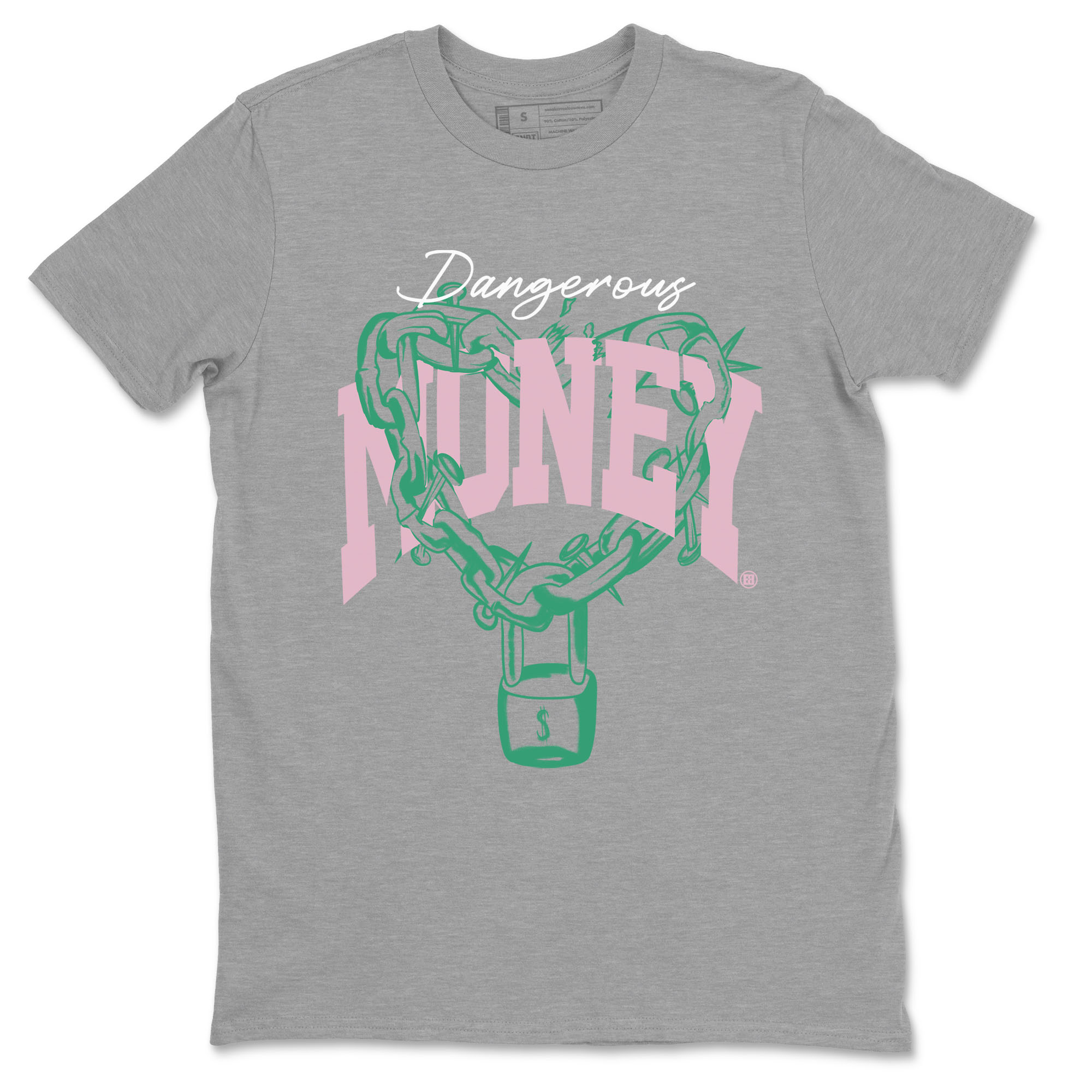 Dunk Low Medium Soft Pink Malachite shirt to match jordans Dangerous Money sneaker tees Dunks Medium Soft Pink Malachite Streetwear Brand Drip Gear Zone unisex cotton Heather Grey 2 crew neck shirt