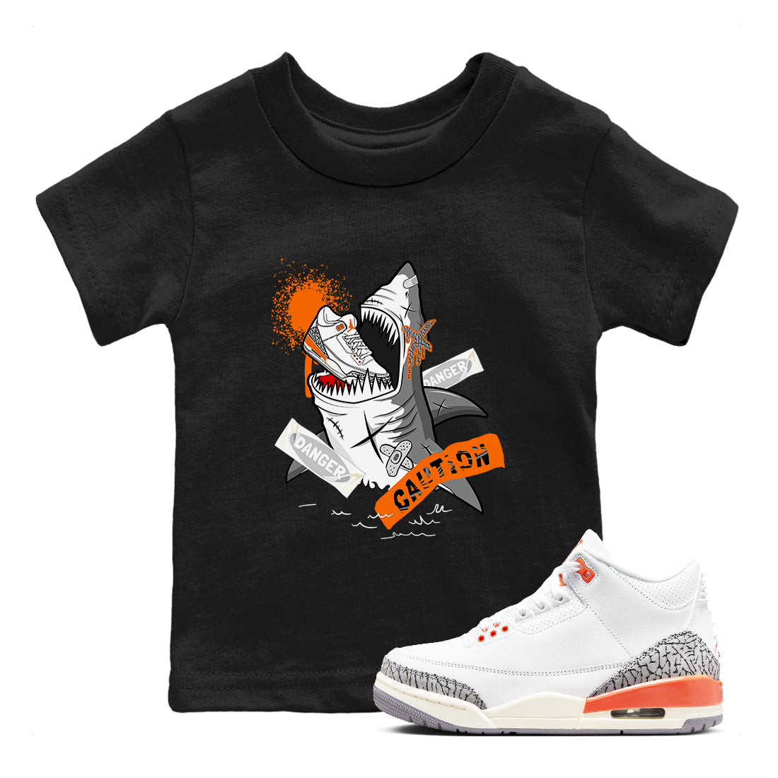 3s Georgia Peach shirt to match jordans Dangerous Shark sneaker tees Air Jordan 3 Georgia Peach Drip Gear Zone baby toddler Black 1 cotton Shirt