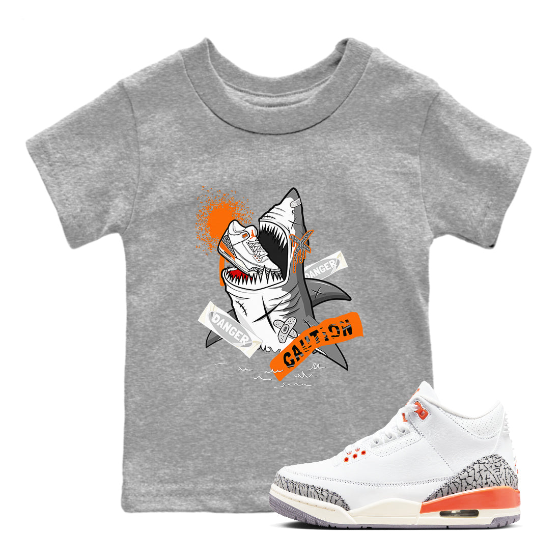 3s Georgia Peach shirt to match jordans Dangerous Shark sneaker tees Air Jordan 3 Georgia Peach Drip Gear Zone baby toddler Heather Grey 1 cotton Shirt