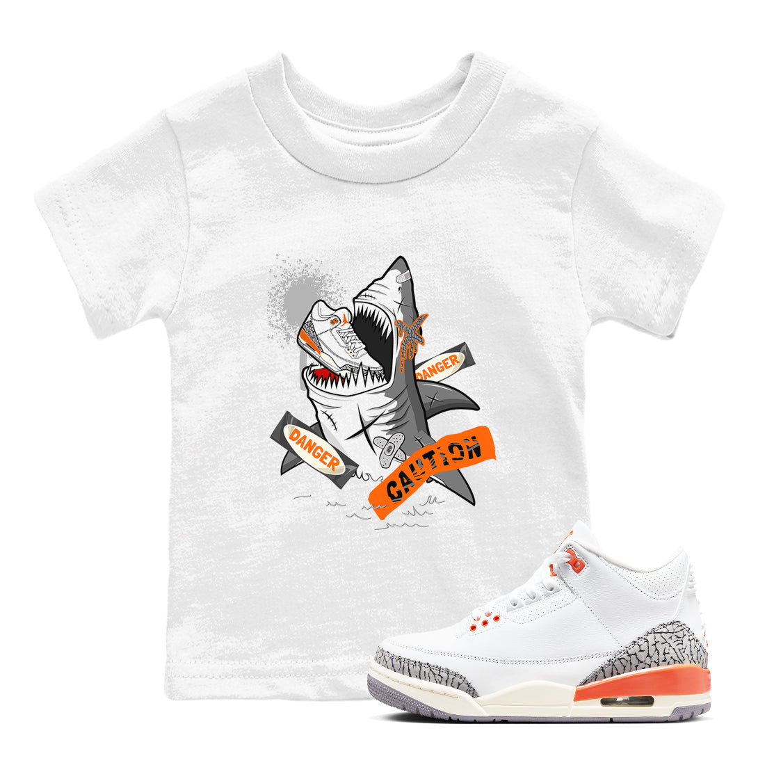 3s Georgia Peach shirt to match jordans Dangerous Shark sneaker tees Air Jordan 3 Georgia Peach Drip Gear Zone baby toddler White 1 cotton Shirt