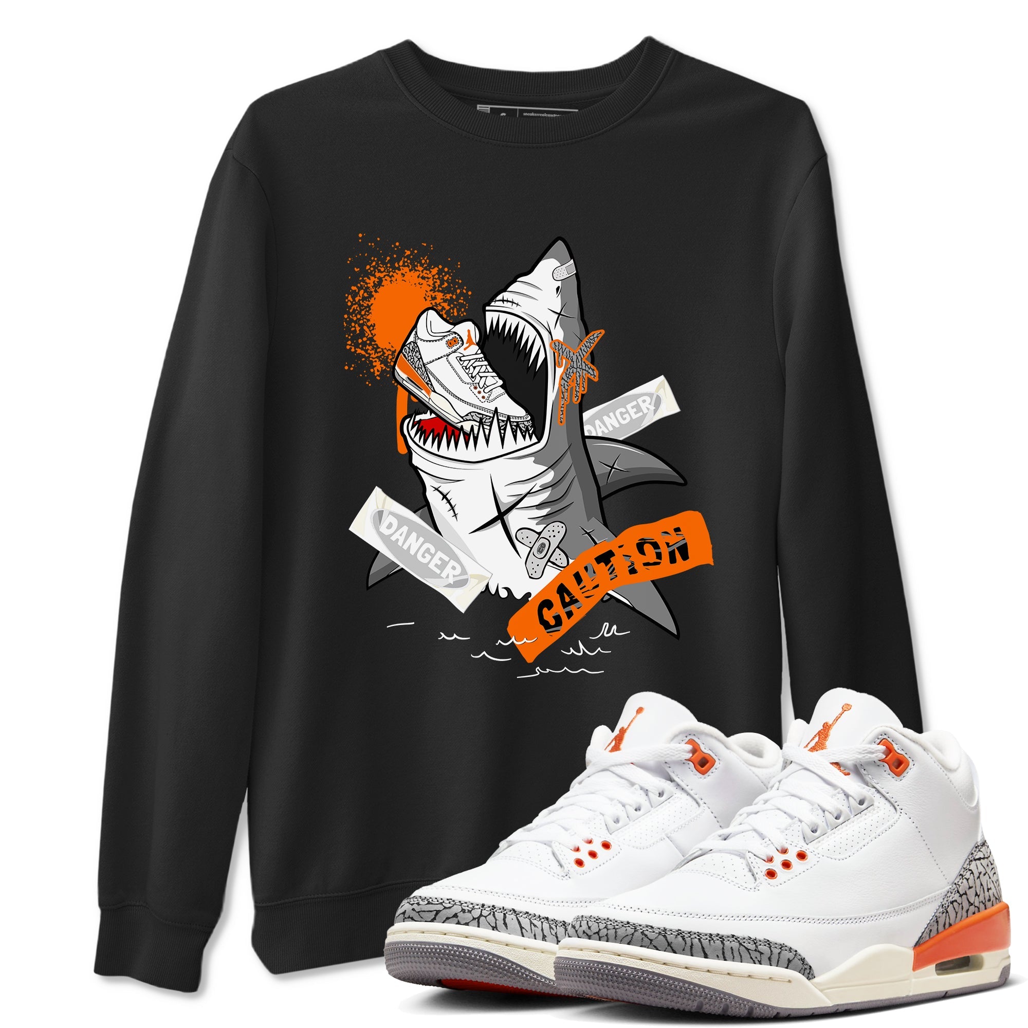 3s Georgia Peach shirt to match jordans Dangerous Shark sneaker tees Air Jordan 3 Georgia Peach Drip Gear Zone unisex cotton Black 1 crew neck shirt