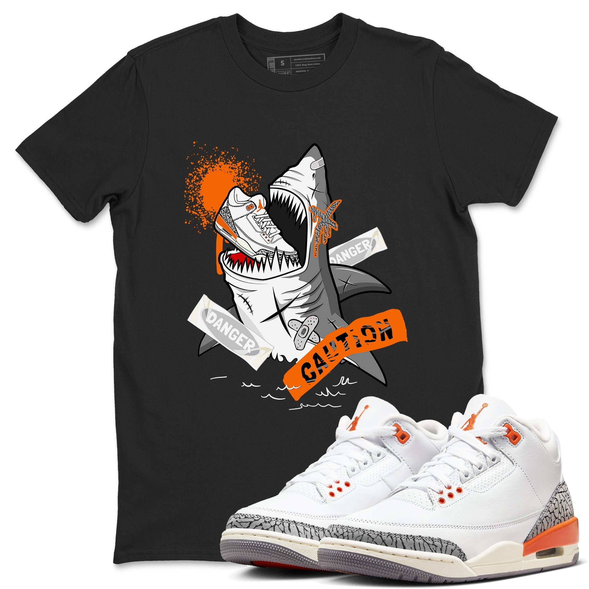 3s Georgia Peach shirt to match jordans Dangerous Shark sneaker tees Air Jordan 3 Georgia Peach Drip Gear Zone unisex cotton Black 1 crew neck shirt