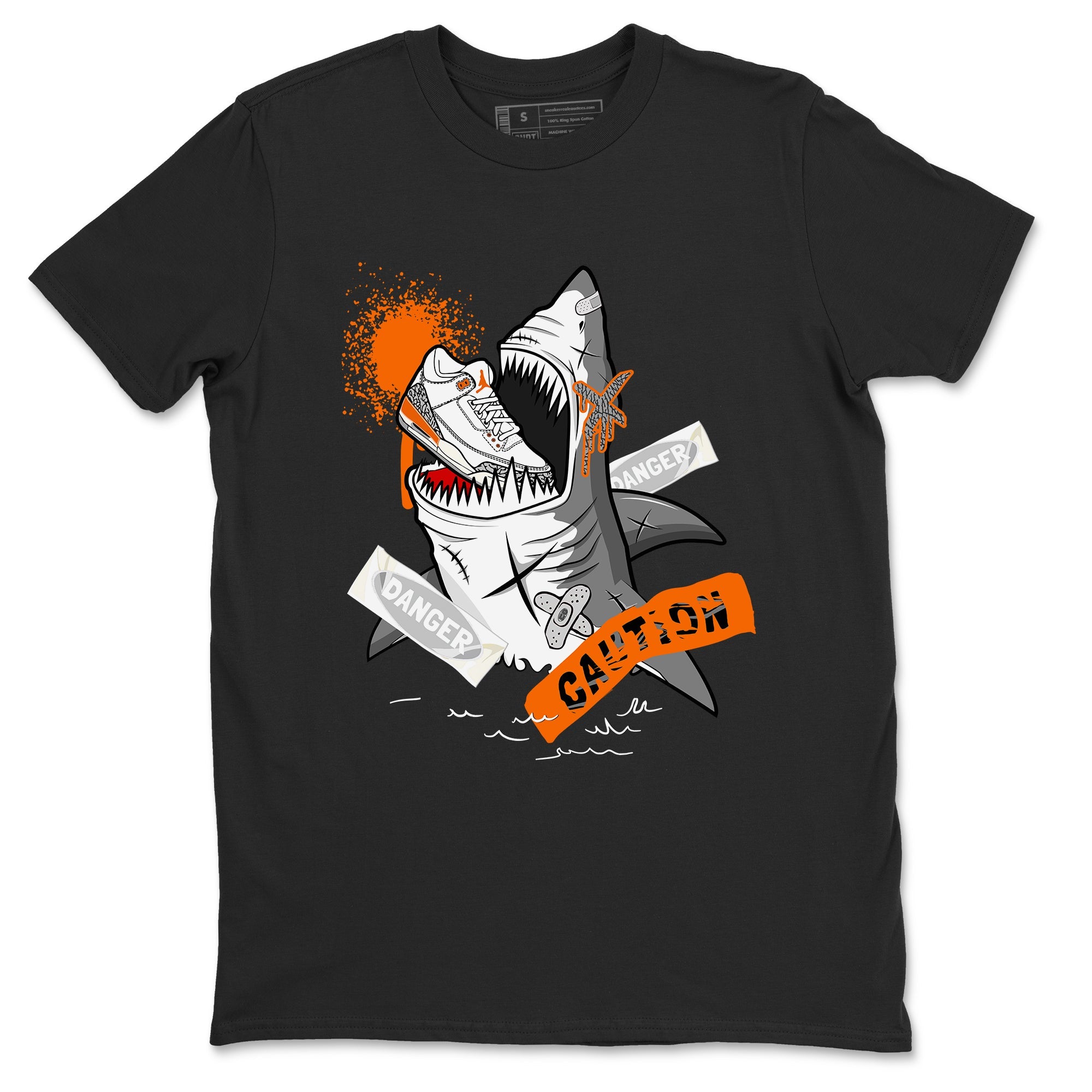 3s Georgia Peach shirt to match jordans Dangerous Shark sneaker tees Air Jordan 3 Georgia Peach Drip Gear Zone unisex cotton Black 2 crew neck shirt