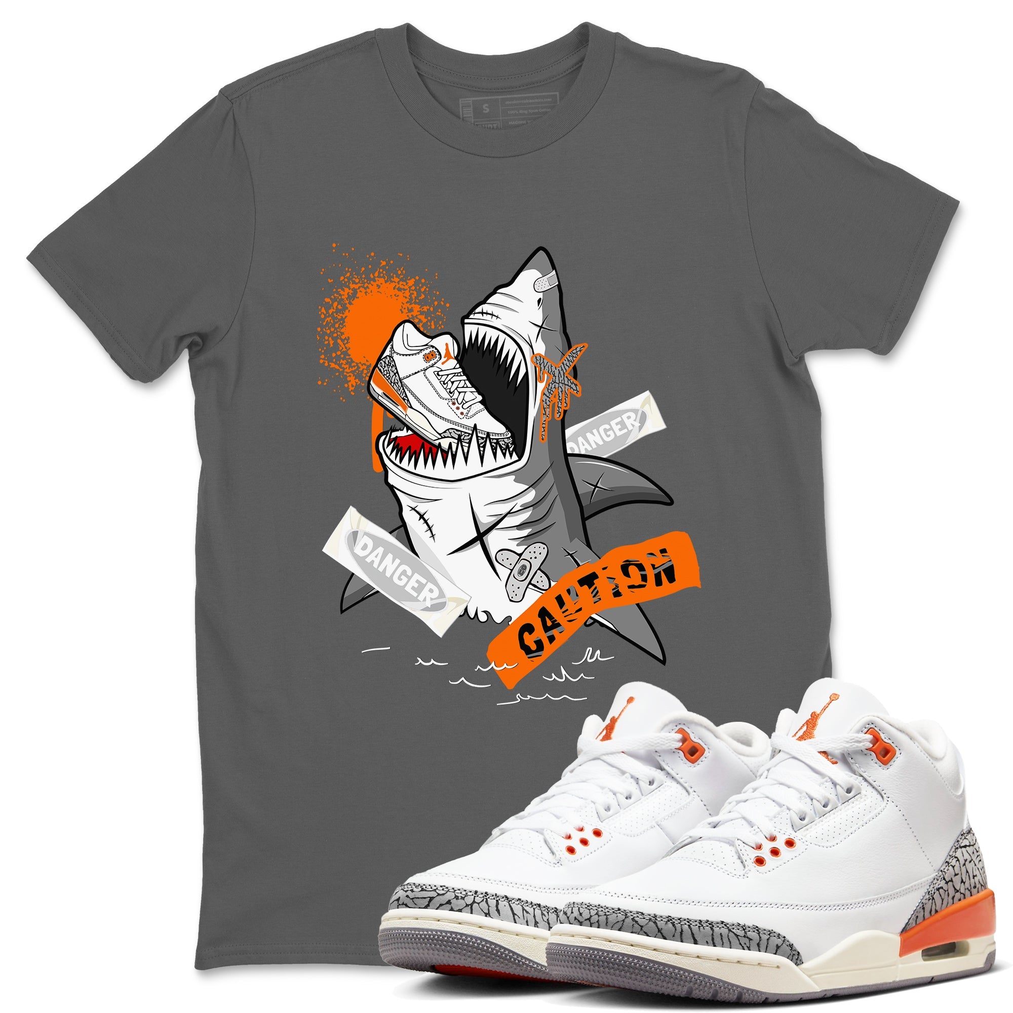 3s Georgia Peach shirt to match jordans Dangerous Shark sneaker tees Air Jordan 3 Georgia Peach Drip Gear Zone unisex cotton Cool Grey 1 crew neck shirt