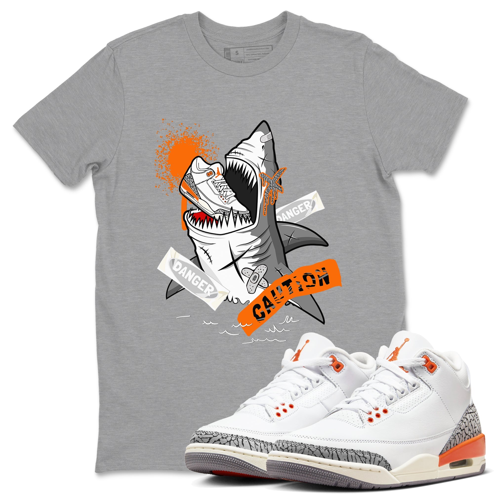 3s Georgia Peach shirt to match jordans Dangerous Shark sneaker tees Air Jordan 3 Georgia Peach Drip Gear Zone unisex cotton Heather Grey 1 crew neck shirt