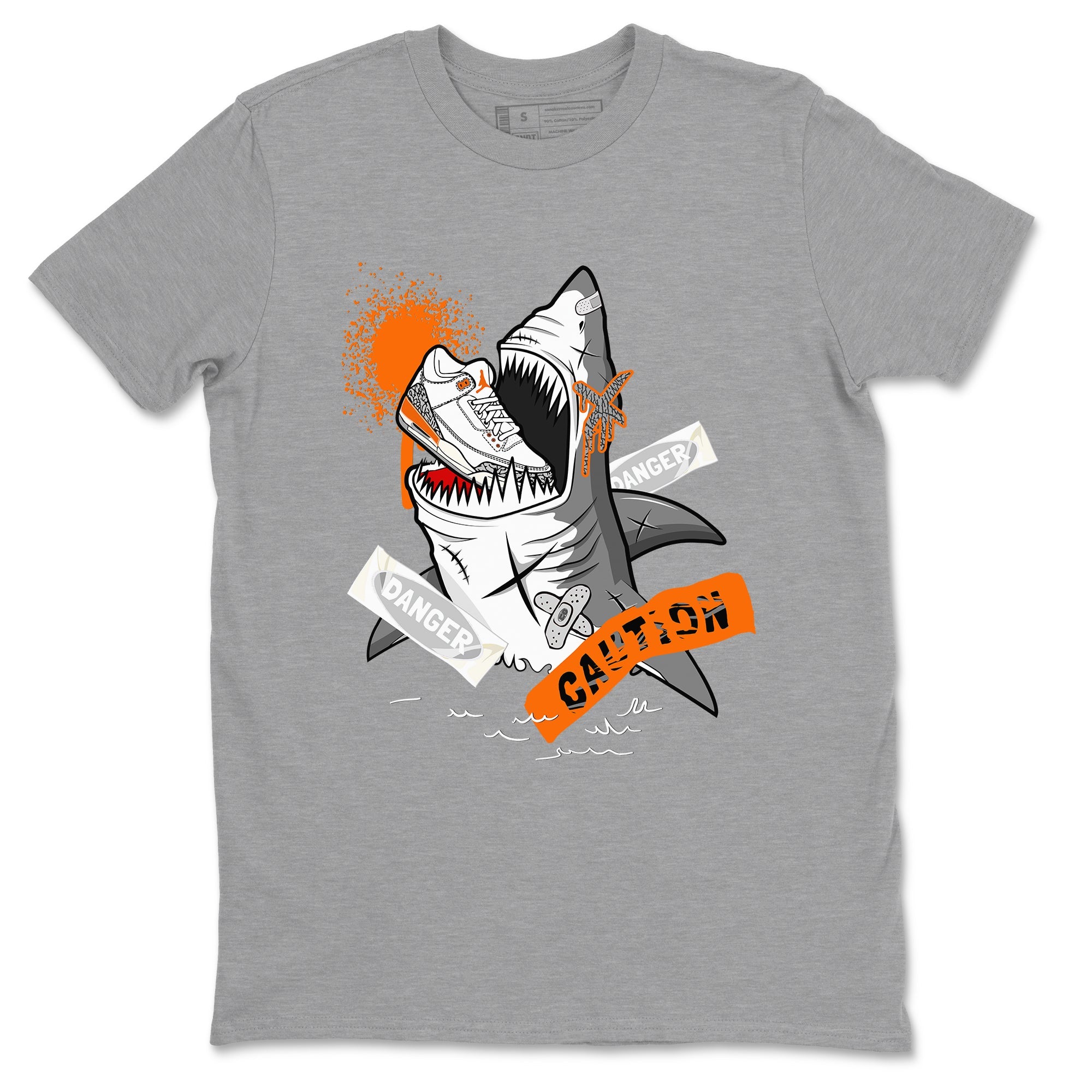 3s Georgia Peach shirt to match jordans Dangerous Shark sneaker tees Air Jordan 3 Georgia Peach Drip Gear Zone unisex cotton Heather Grey 2 crew neck shirt