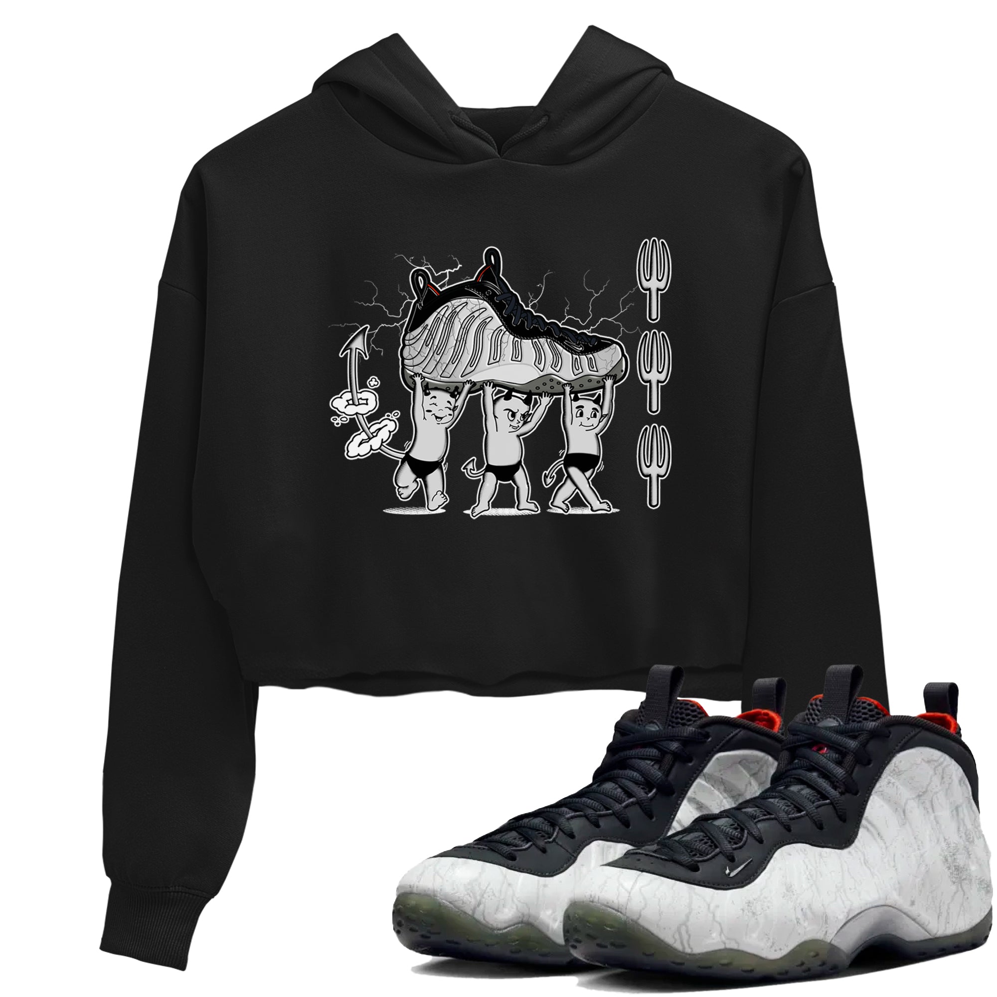 Foams One Jin shirts to match jordans Devil Babies sneaker match tees Air Foamposite One Jin match shoes to clothes Drip Gear Zone unisex cotton Black 1 crop tee