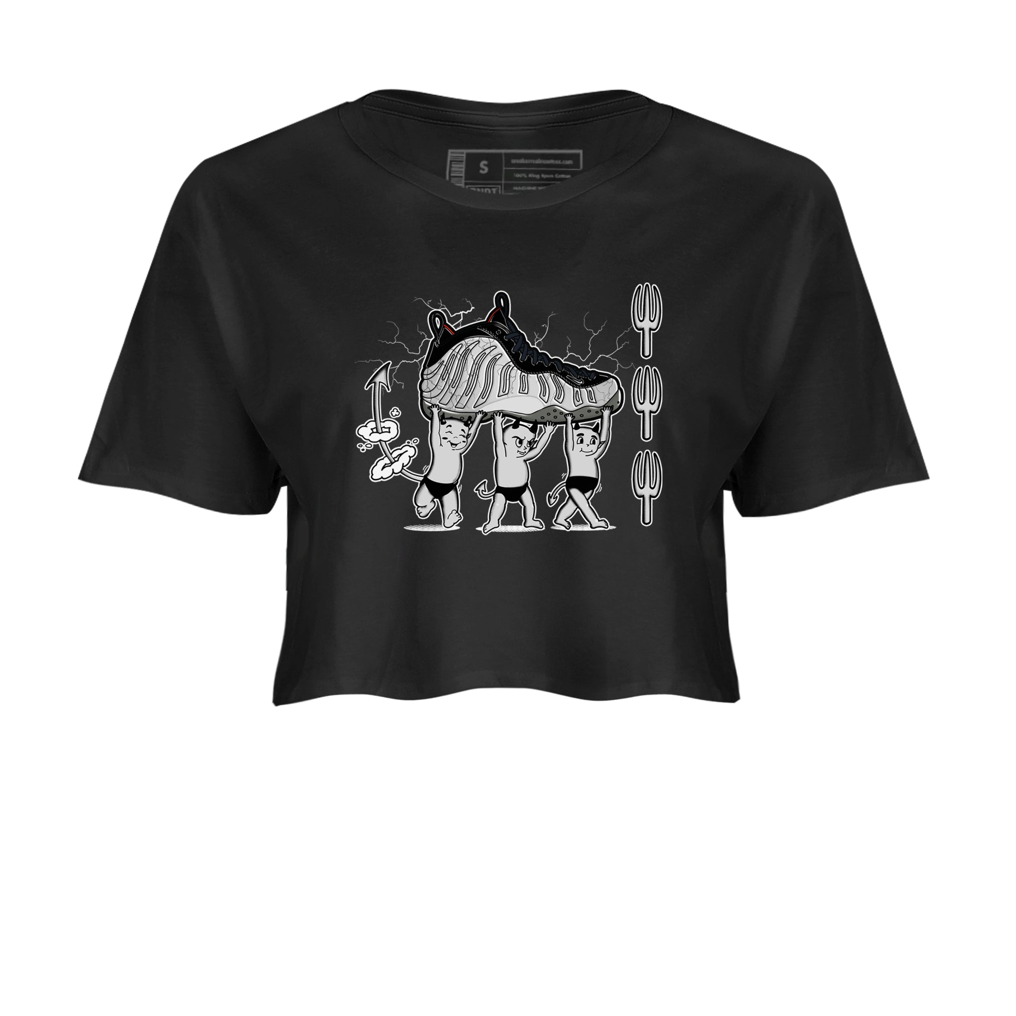 Foams One Jin shirts to match jordans Devil Babies sneaker match tees Air Foamposite One Jin match shoes to clothes Drip Gear Zone unisex cotton Black 2 crop tee