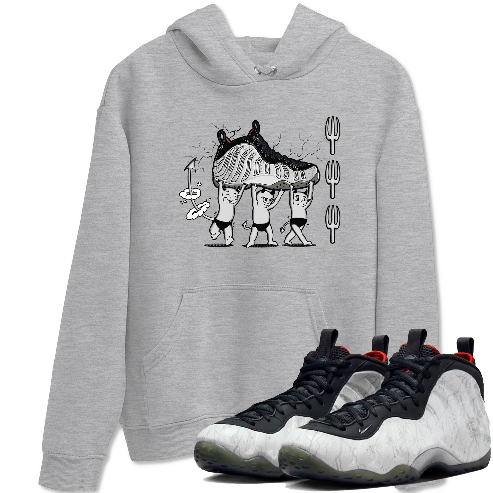Foams One Jin shirts to match jordans Devil Babies sneaker match tees Air Foamposite One Jin match shoes to clothes Drip Gear Zone unisex cotton Heather Grey 1 shirts