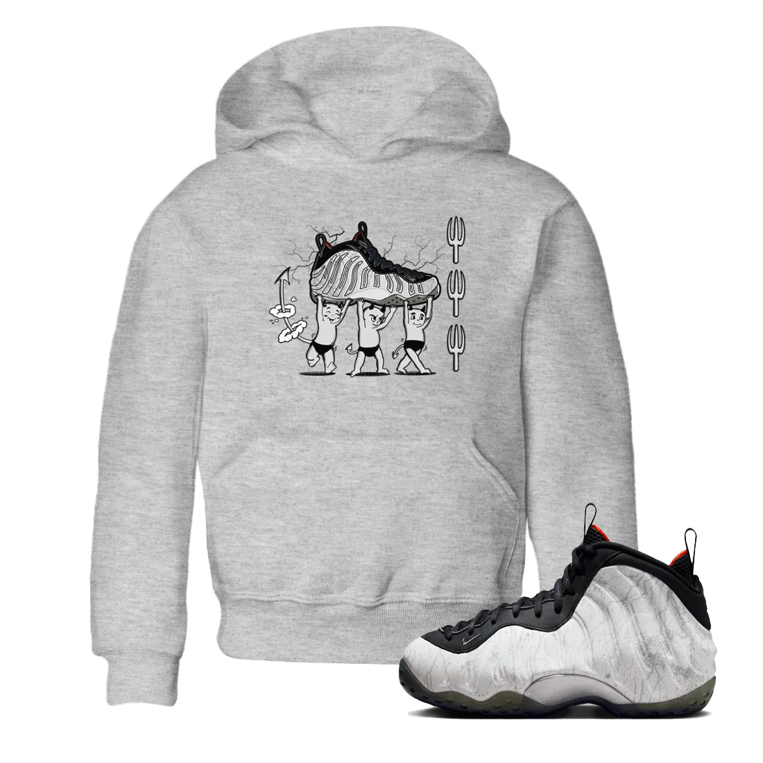 Foams One Jin shirts to match jordans Devil Babies sneaker match tees Air Foamposite One Jin match shoes to clothes Drip Gear Zone Youth Baby Heather Grey 1 tee