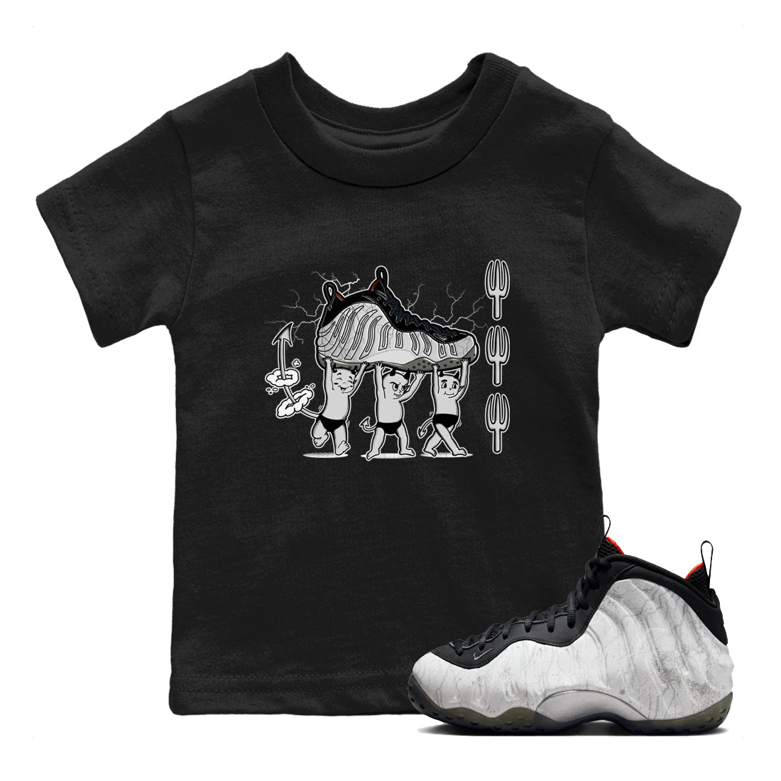 Foams One Jin shirts to match jordans Devil Babies sneaker match tees Air Foamposite One Jin match shoes to clothes Drip Gear Zone Youth Baby Black 1 tee