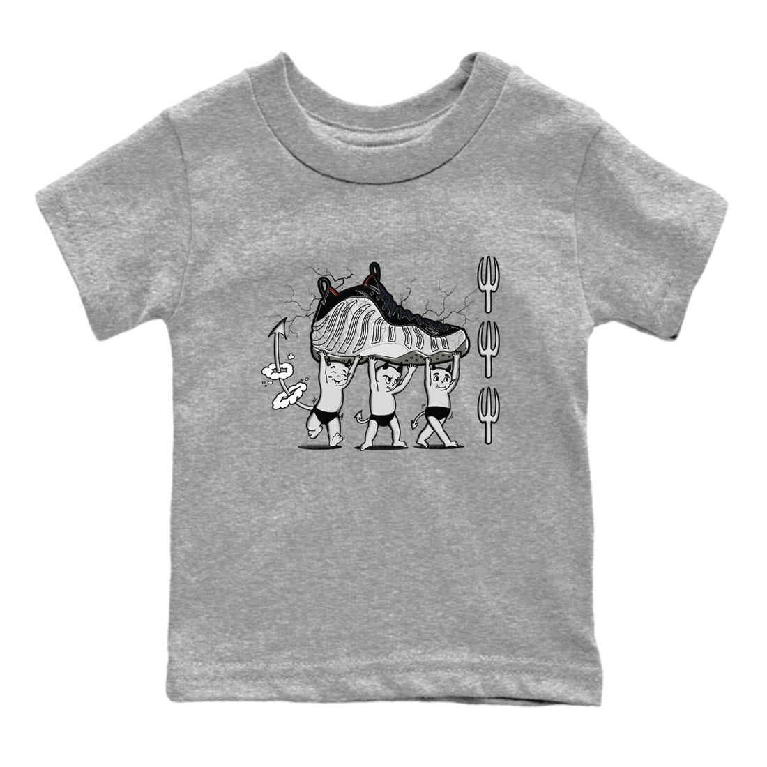 Foams One Jin shirts to match jordans Devil Babies sneaker match tees Air Foamposite One Jin match shoes to clothes Drip Gear Zone Youth Baby Heather Grey 2 tee