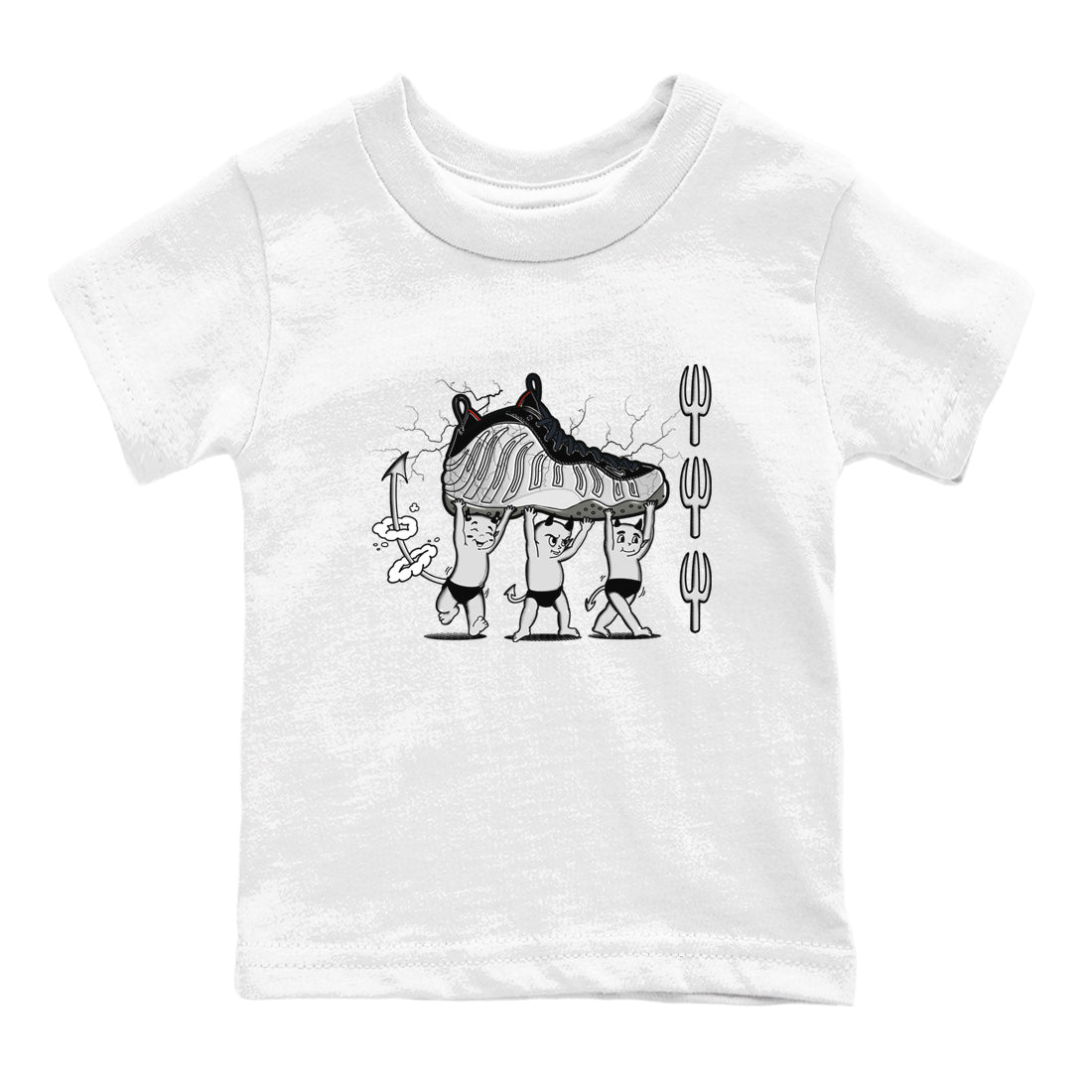 Foams One Jin shirts to match jordans Devil Babies sneaker match tees Air Foamposite One Jin match shoes to clothes Drip Gear Zone Youth Baby White 2 tee