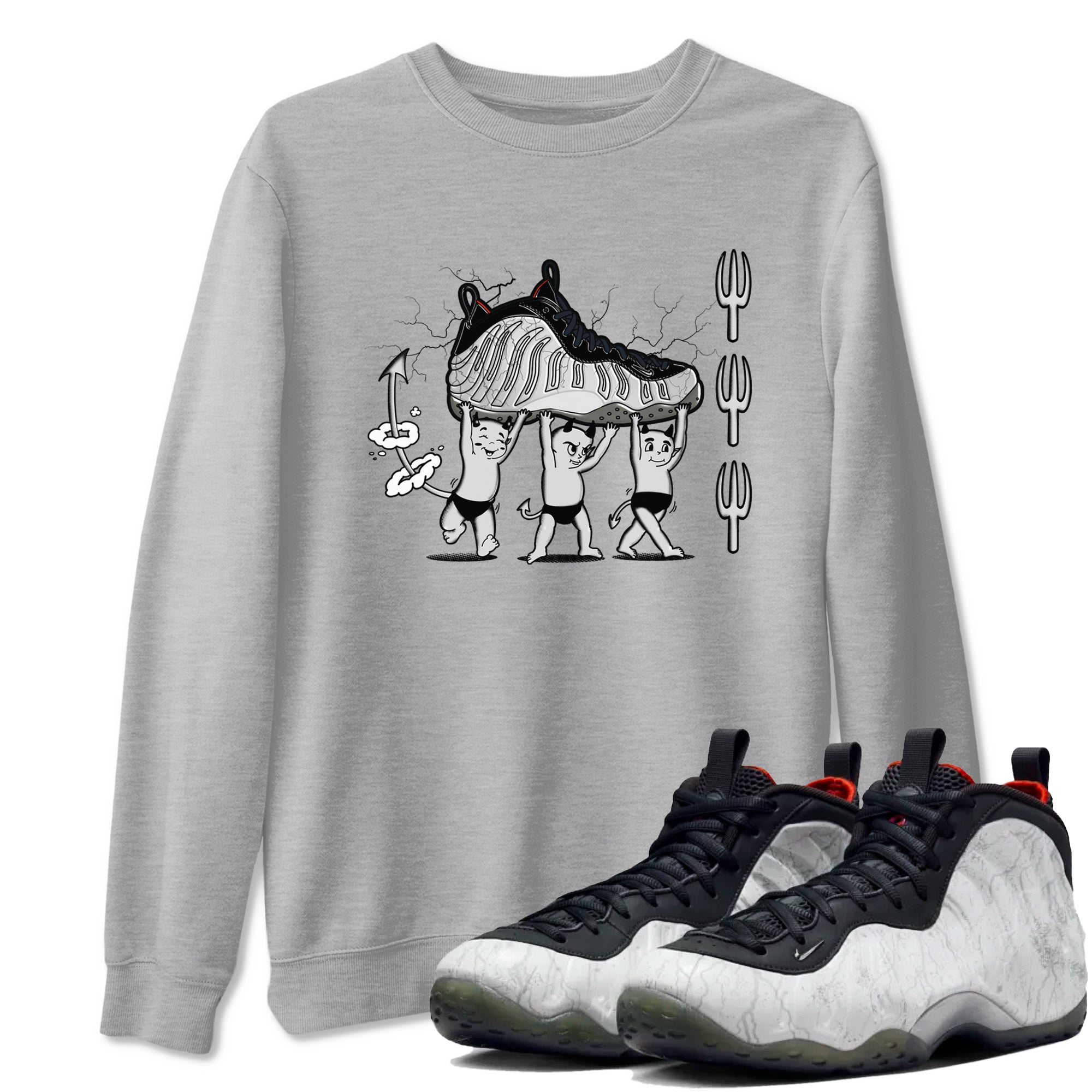 Foams One Jin shirts to match jordans Devil Babies sneaker match tees Air Foamposite One Jin match shoes to clothes Drip Gear Zone unisex cotton Heather Grey 1 shirts