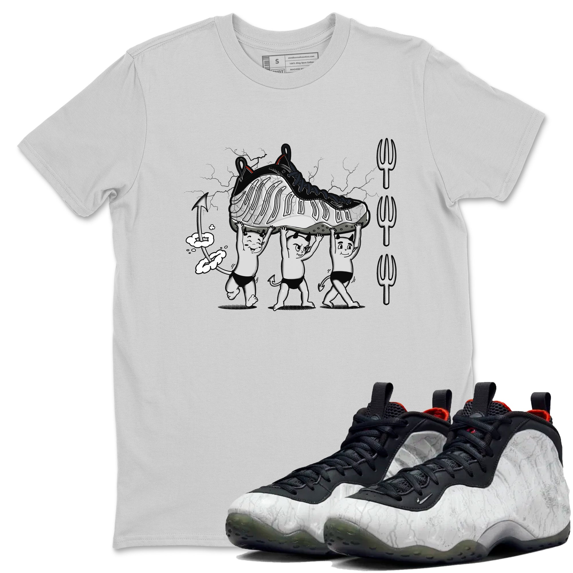 Foams One Jin shirts to match jordans Devil Babies sneaker match tees Air Foamposite One Jin match shoes to clothes Drip Gear Zone unisex cotton Silver 1 shirts