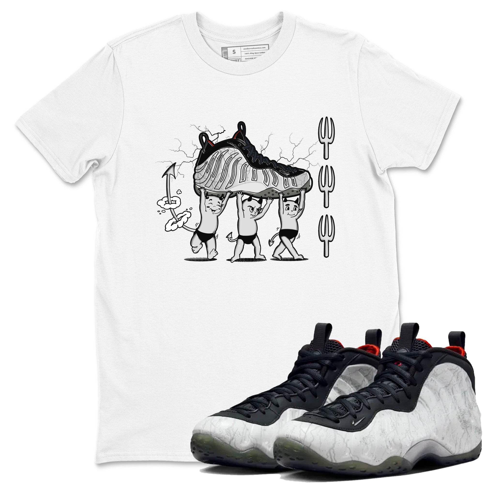 Foams One Jin shirts to match jordans Devil Babies sneaker match tees Air Foamposite One Jin match shoes to clothes Drip Gear Zone unisex cotton White 1 shirts
