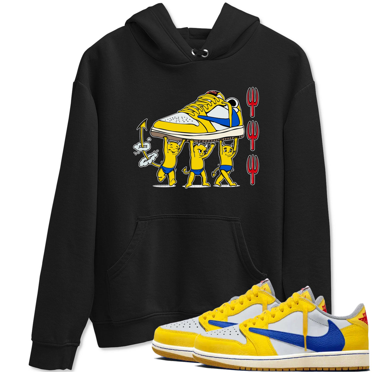 1s Travis Scott Canary shirts to match jordans Devil Babies sneaker match tees Air Jordan 1 Travis Scott Canary Drip Gear Zone unisex cotton Black 1 crew neck shirts