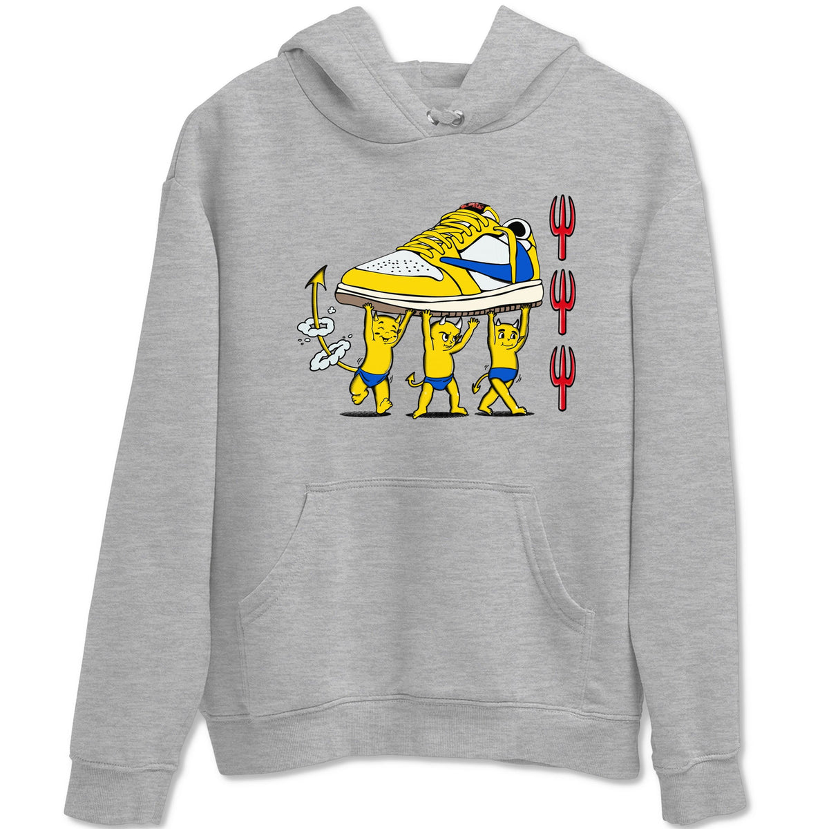 1s Travis Scott Canary shirts to match jordans Devil Babies sneaker match tees Air Jordan 1 Travis Scott Canary Drip Gear Zone unisex cotton Heather Grey 2 crew neck shirts
