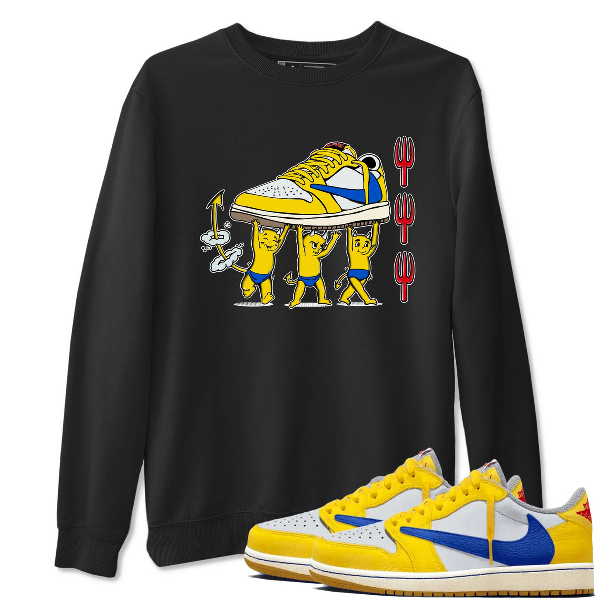 1s Travis Scott Canary shirts to match jordans Devil Babies sneaker match tees Air Jordan 1 Travis Scott Canary Drip Gear Zone unisex cotton Black 1 crew neck shirts