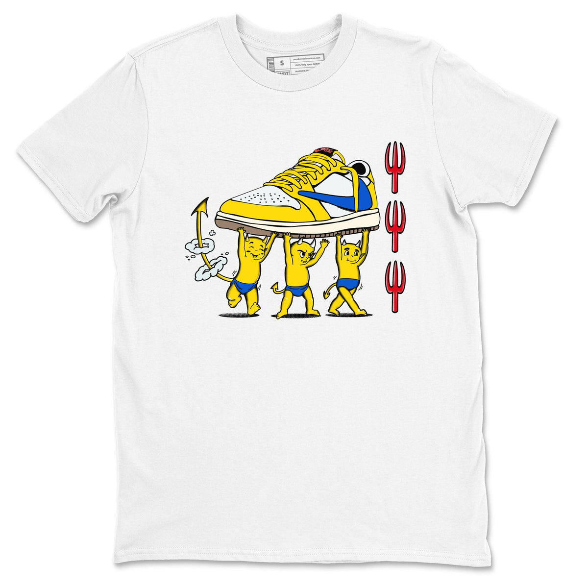 1s Travis Scott Canary shirts to match jordans Devil Babies sneaker match tees Air Jordan 1 Travis Scott Canary Drip Gear Zone unisex cotton White 2 crew neck shirts