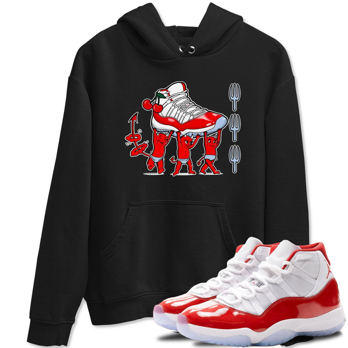 11s Cherry shirts to match jordans Devil Babies sneaker match tees Air Jordan 11 Retro Cherry match shoes to clothes Drip Gear Zone unisex cotton Black 1 shirts