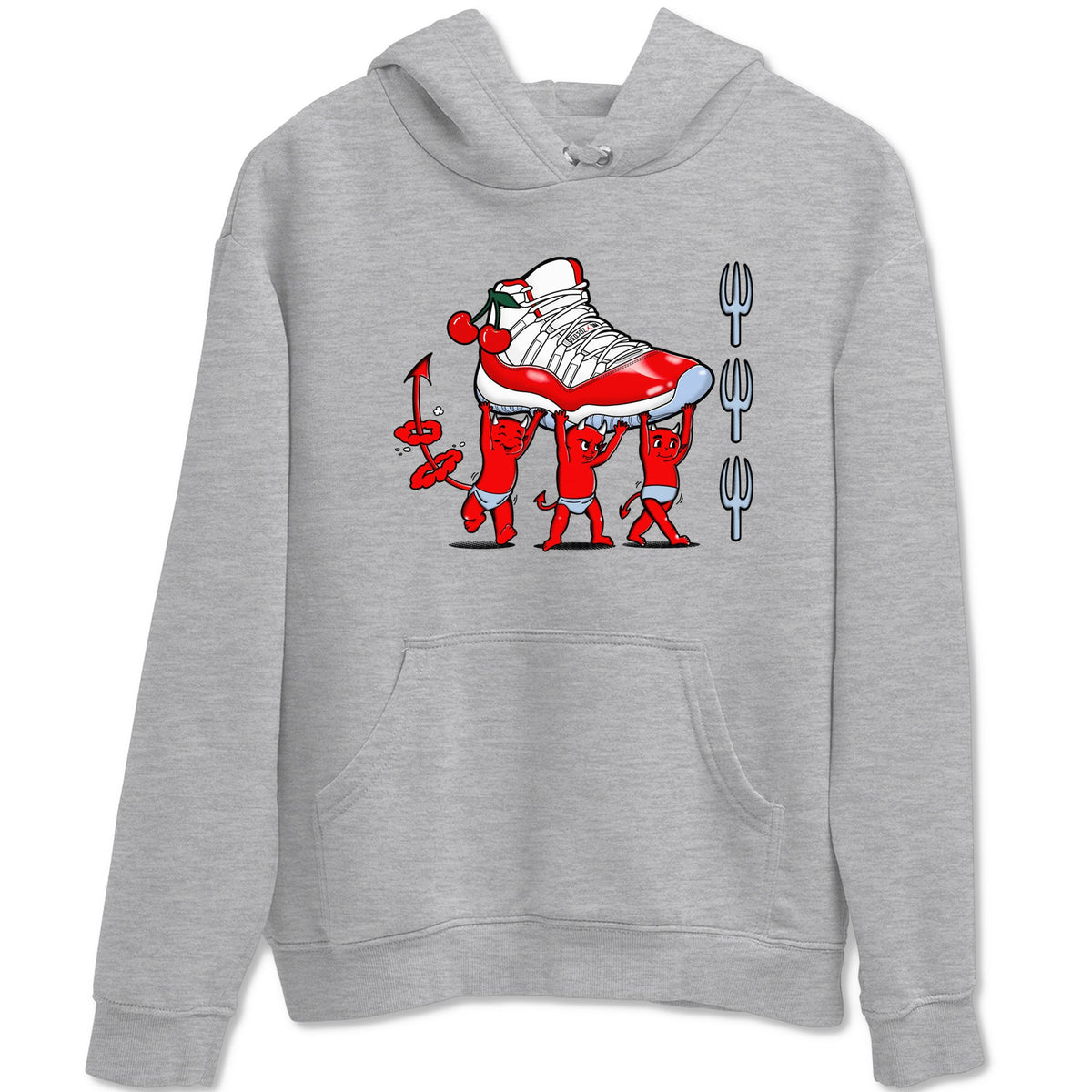11s Cherry shirts to match jordans Devil Babies sneaker match tees Air Jordan 11 Retro Cherry match shoes to clothes Drip Gear Zone unisex cotton Heather Grey 2 shirts