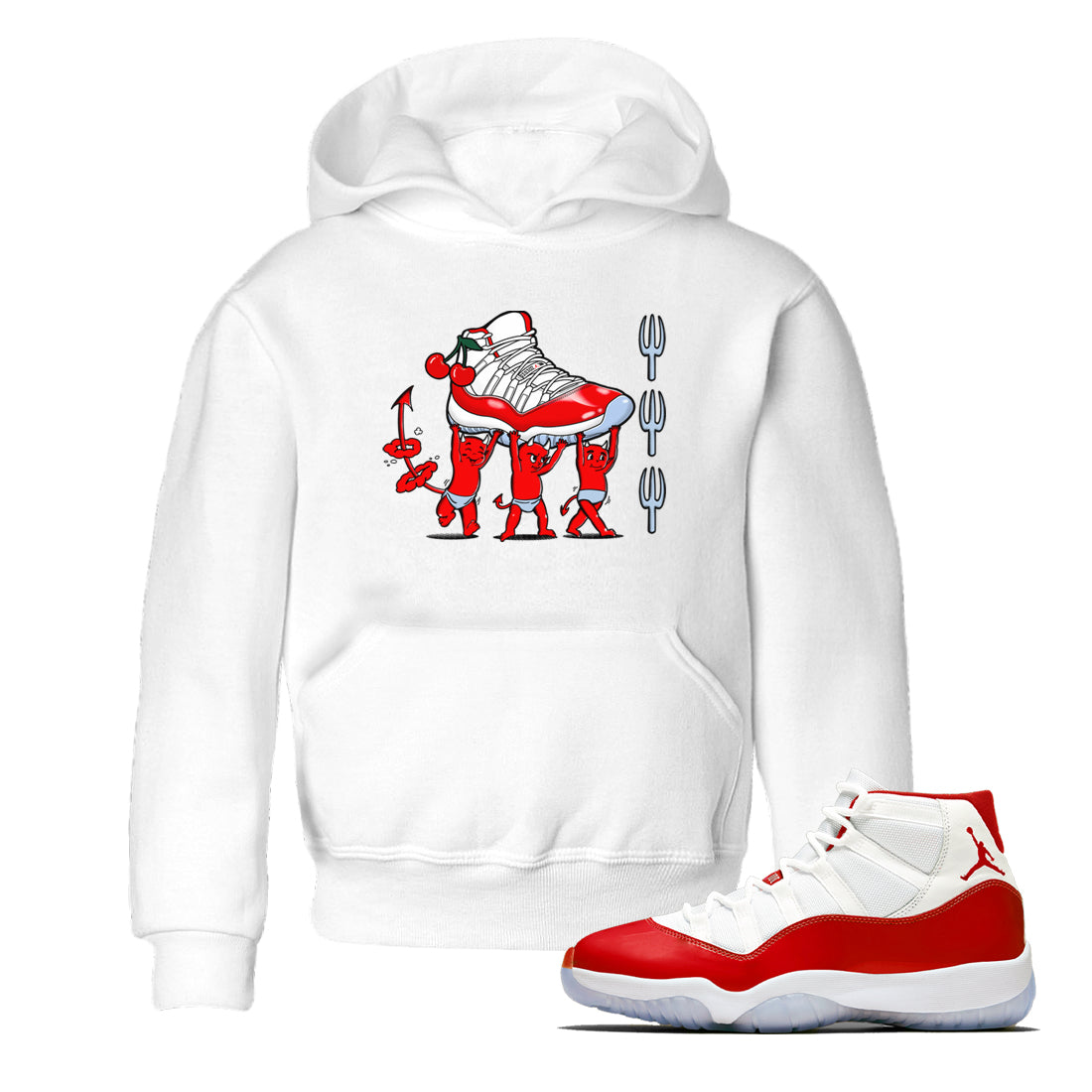 11s Cherry shirts to match jordans Devil Babies sneaker match tees Air Jordan 11 Retro Cherry match shoes to clothes Drip Gear Zone Youth Baby White 1 tee